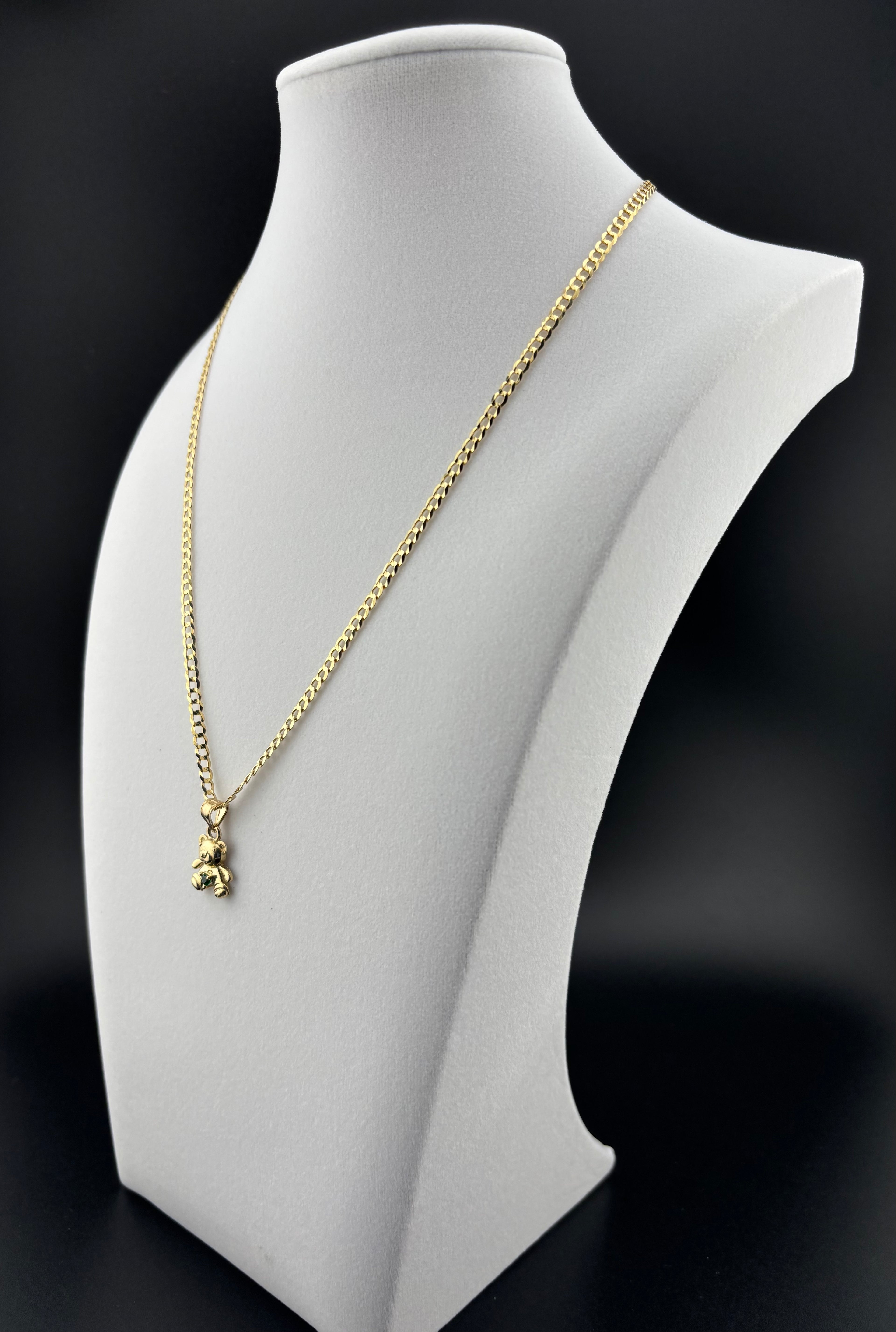 Cadena de Oro 10k estilo Corte de Brillo con Dije de Osito