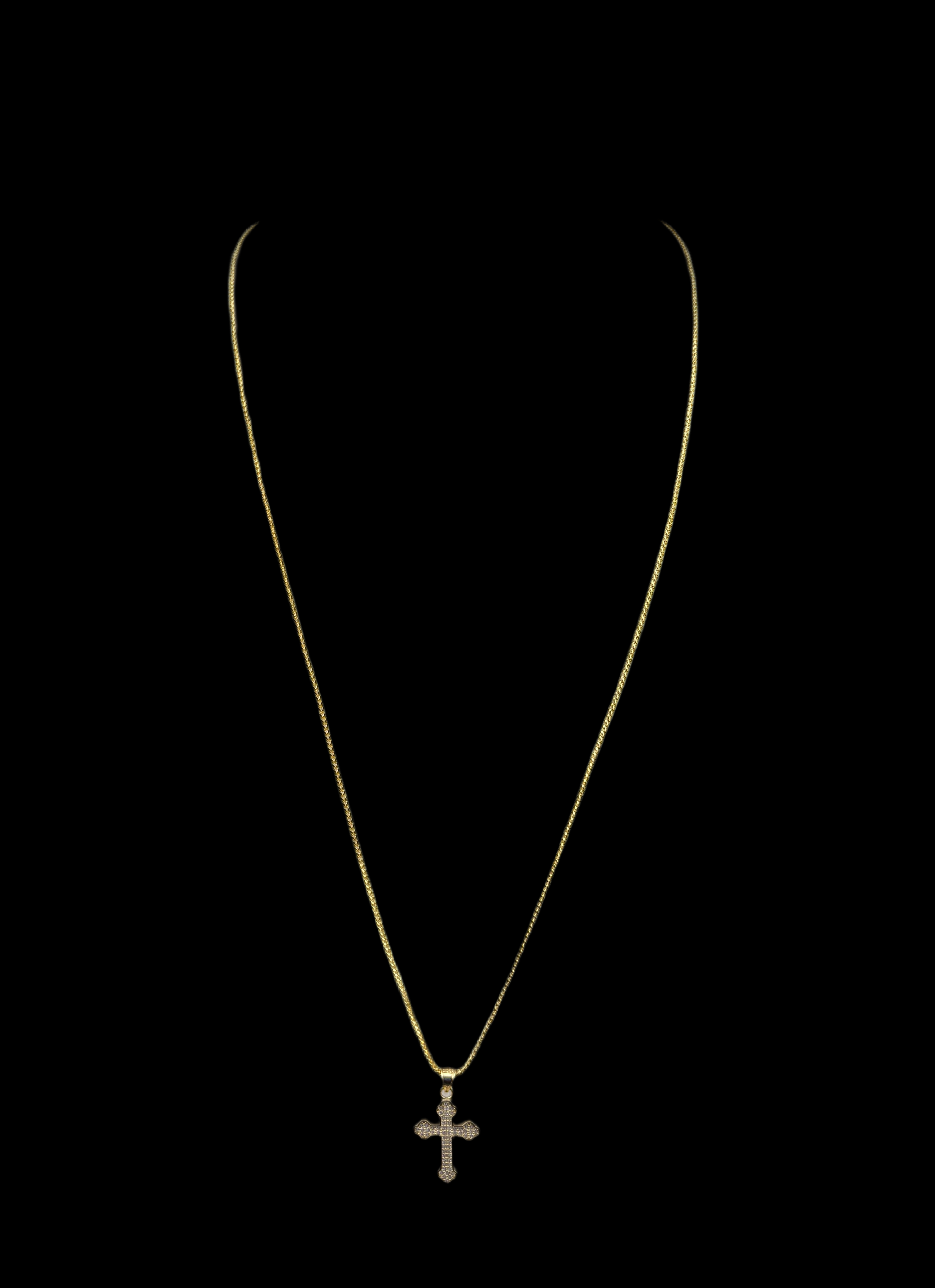 Cadena de Oro 10k estilo Franco con Dije de Cruz