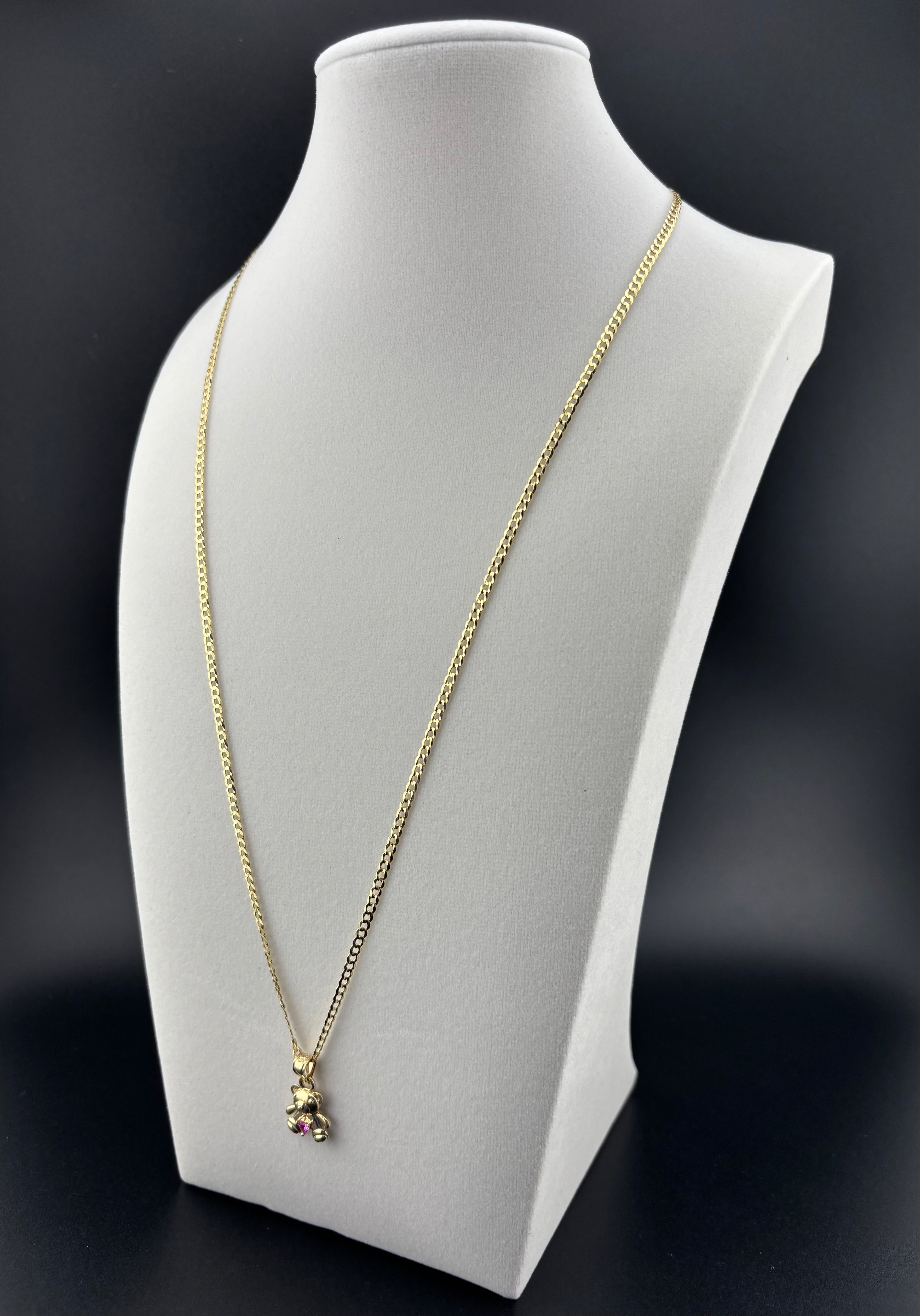 Cadena Oro 10k estilo Corte de Brillo con Dije de Osito