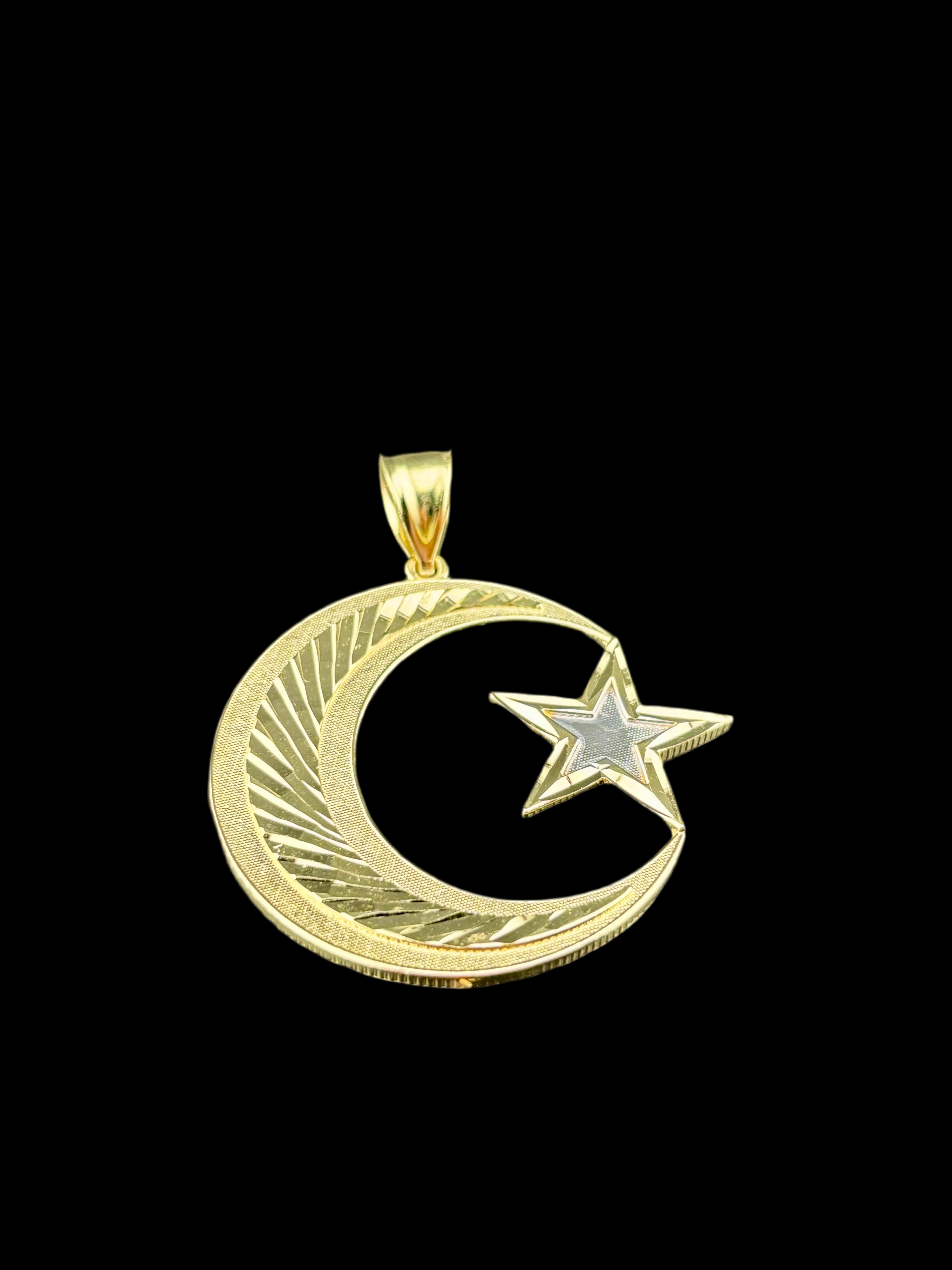 Oro 10K Dije de Luna con Estrella