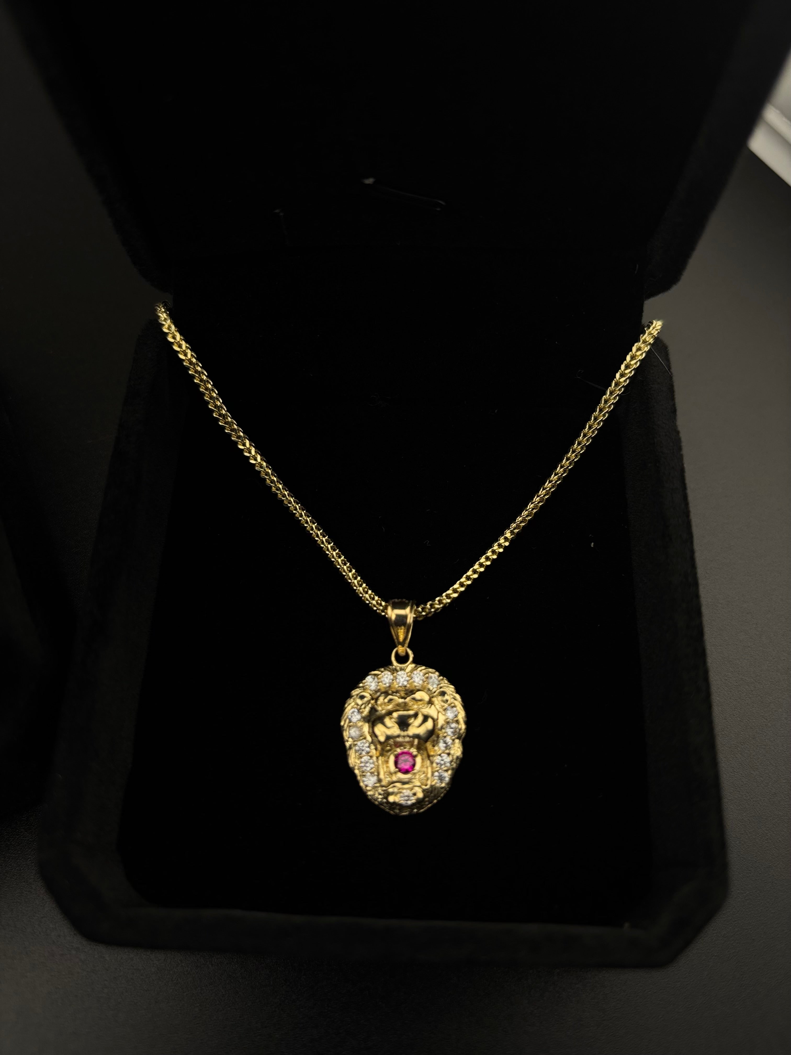 Cadena de Oro 10k estilo Franco con Dije de León