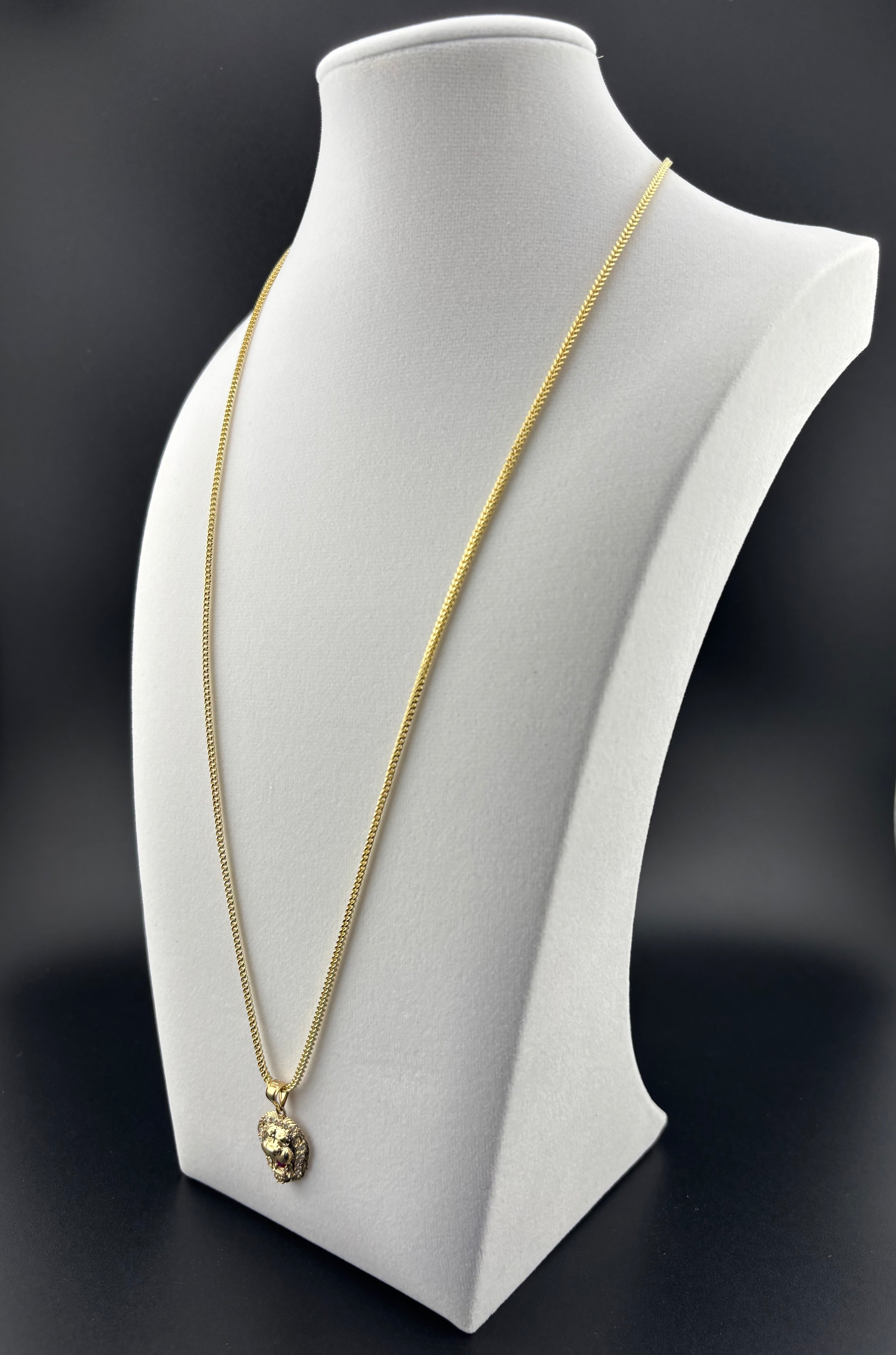 Cadena de Oro 10k estilo Franco con Dije de León