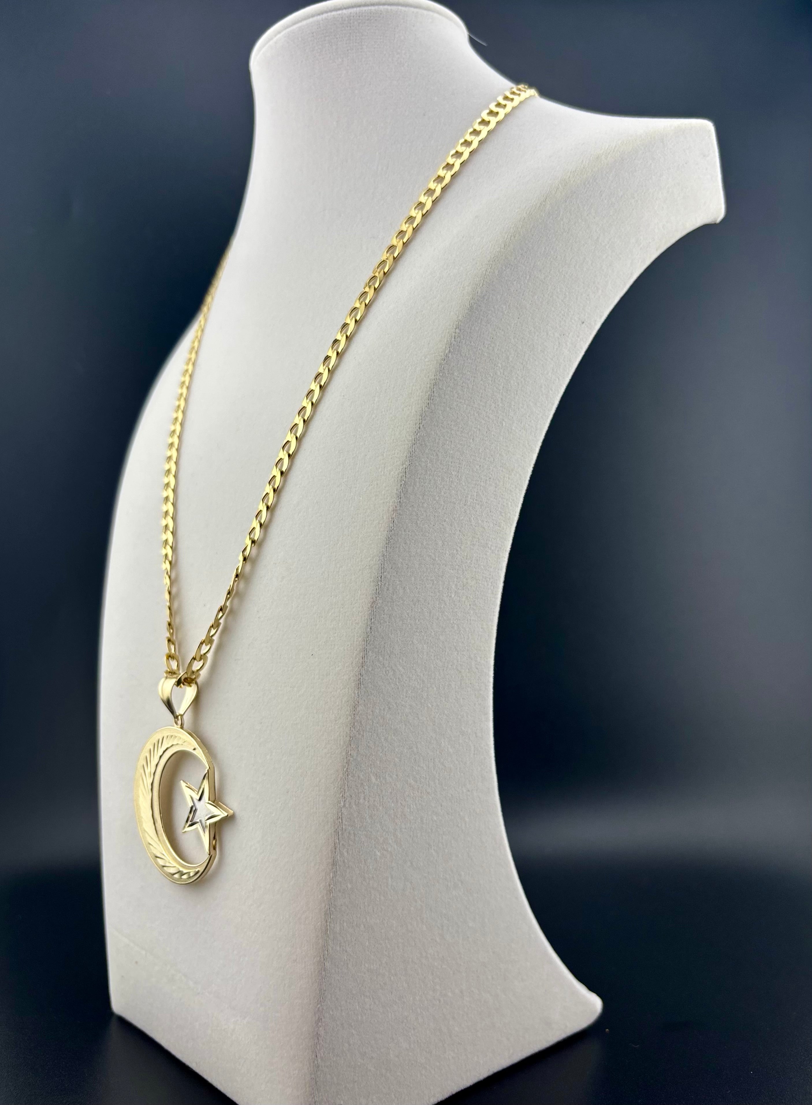 Cadena Corte Brillo con Dije de Luna y estrella