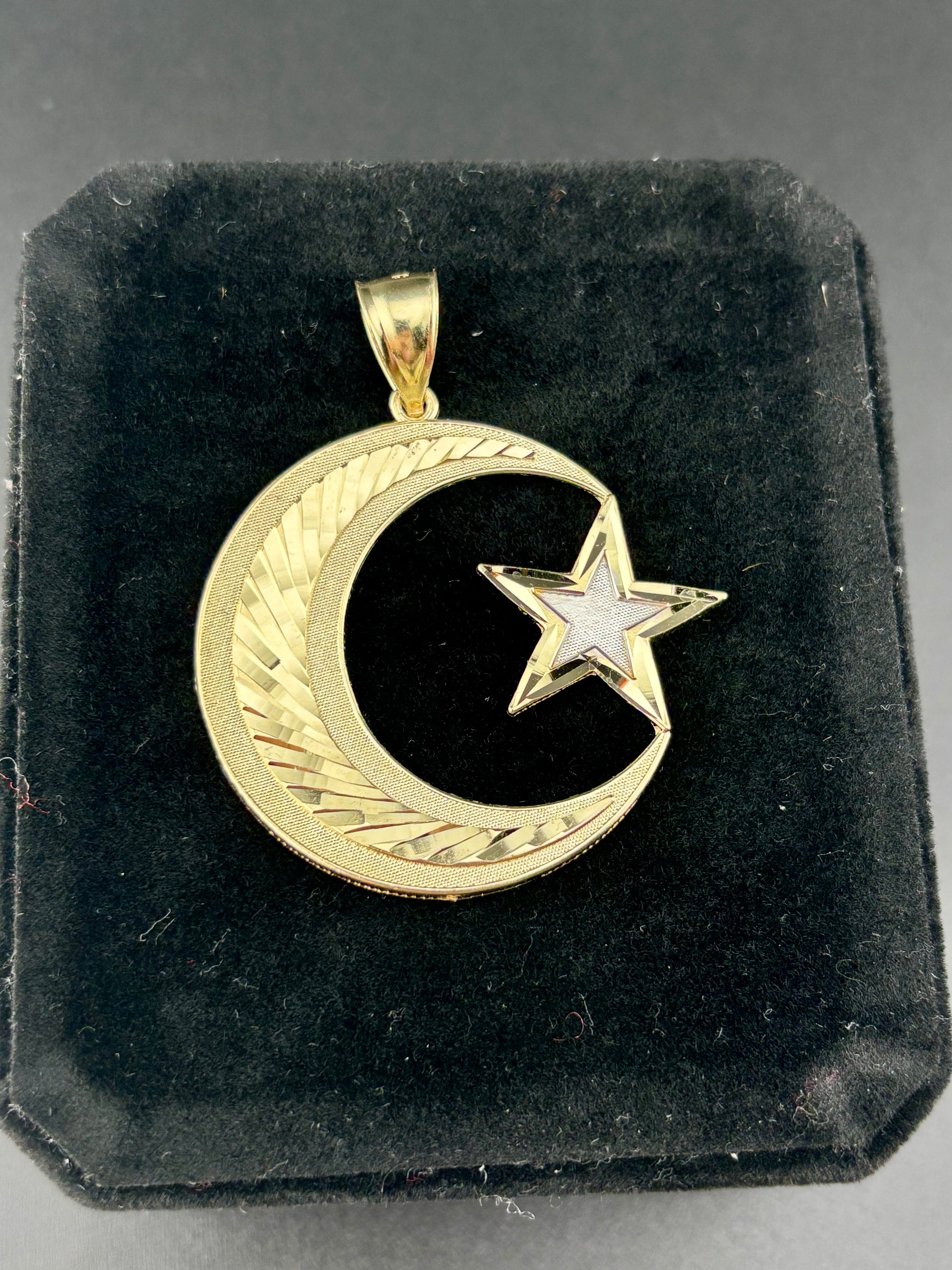 Oro 10K Dije de Luna con Estrella