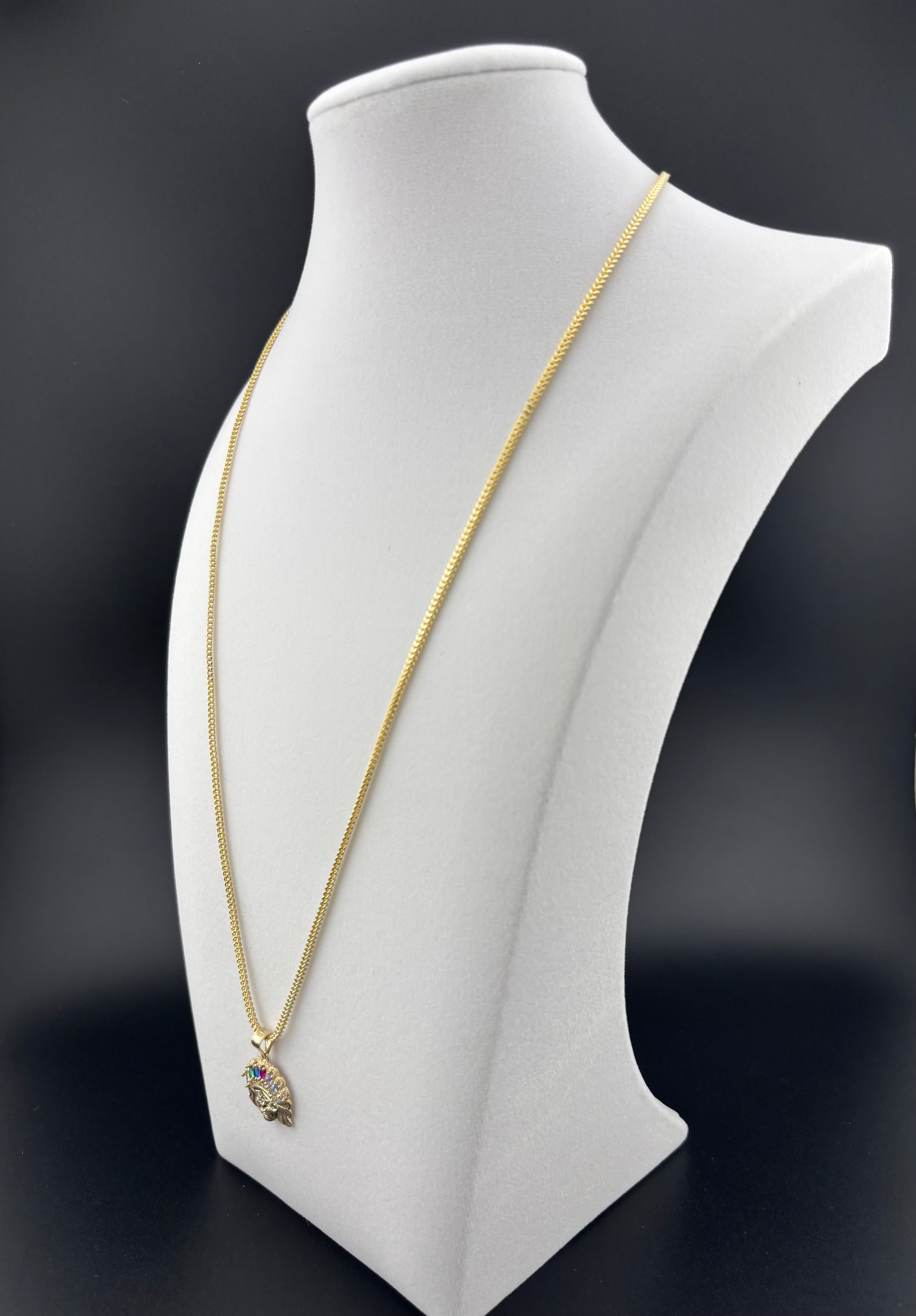 Cadena de Oro 10k estilo Franco con Dije de Indio