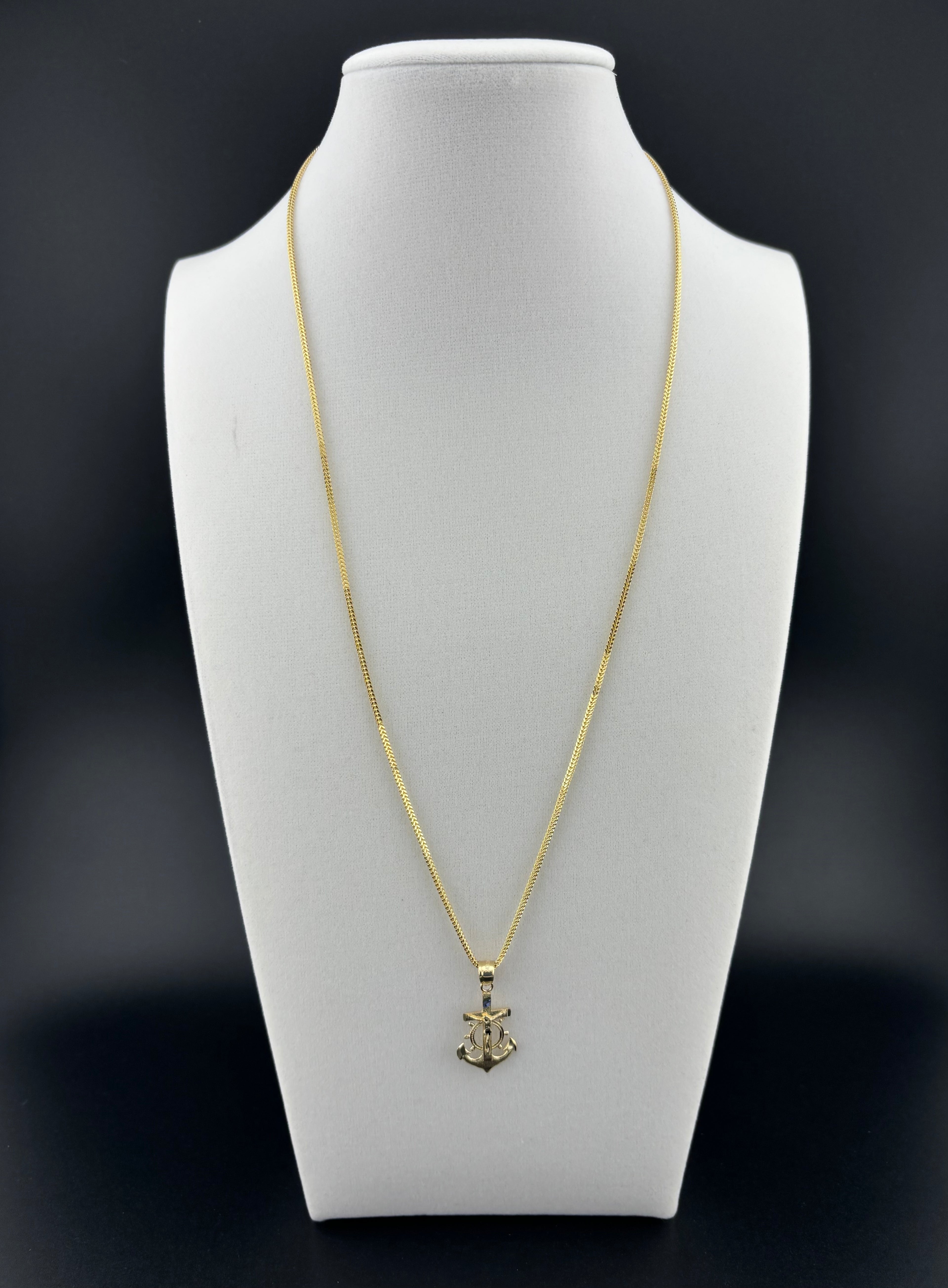 Cadena de Oro 10k estilo Franco con Dije de Ancla