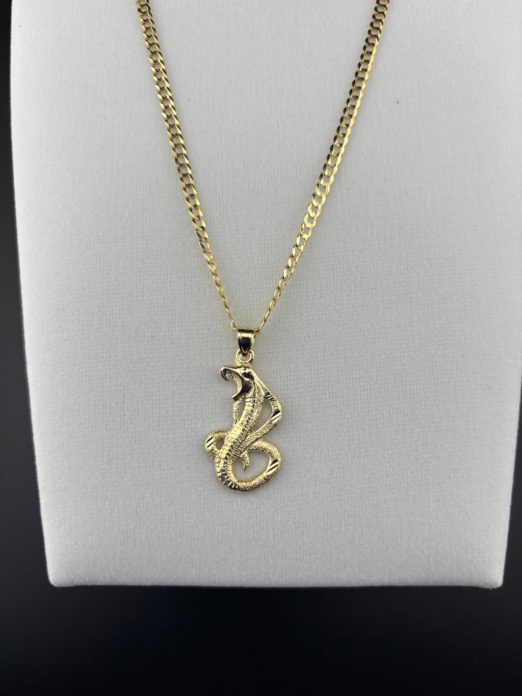Cadena Oro 10k estilo Corte De Brillo con Dije de Serpiente