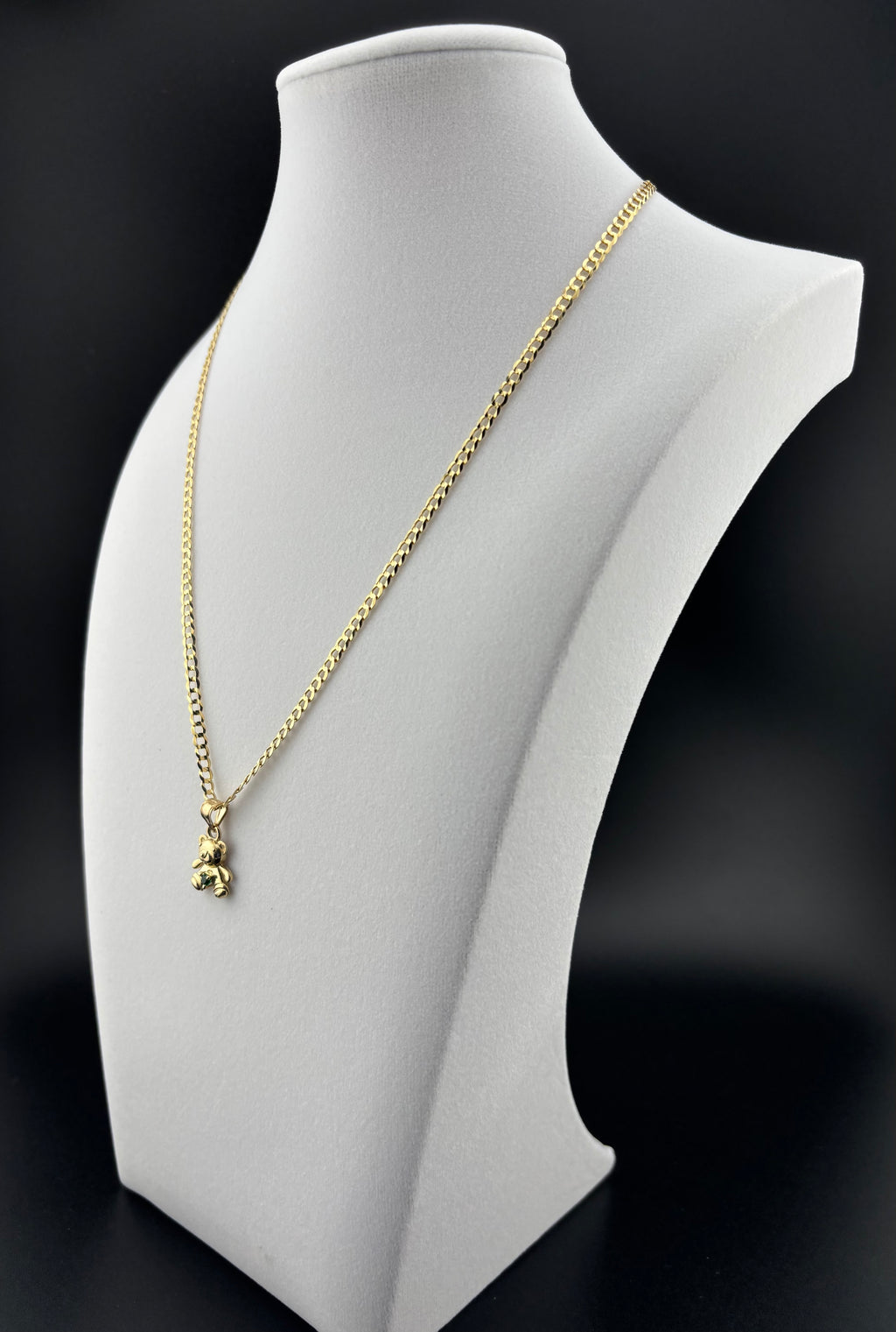 Cadena de Oro 10k estilo Corte de Brillo con Dije de Osito