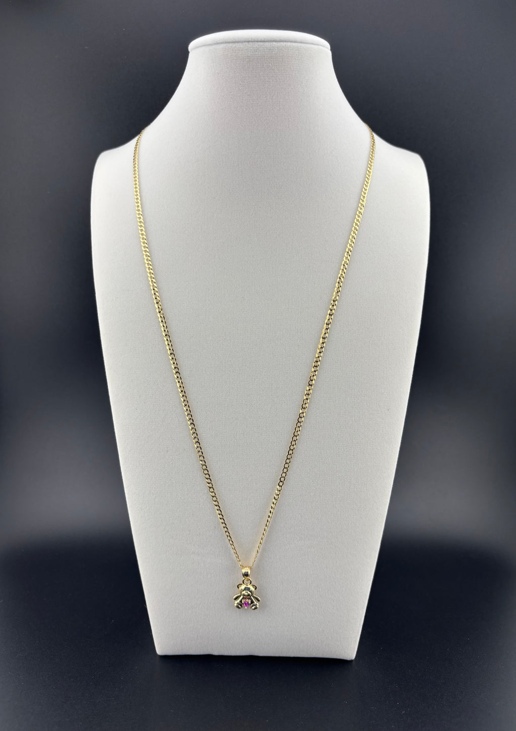 Cadena Oro 10k estilo Corte de Brillo con Dije de Osito