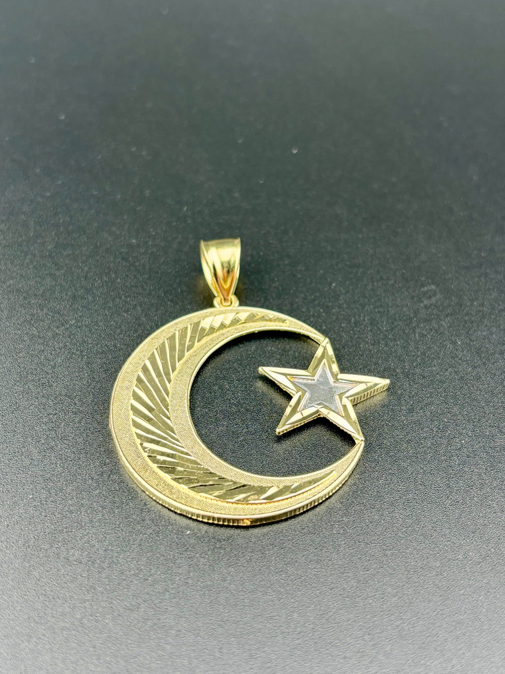 Oro 10K Dije de Luna con Estrella