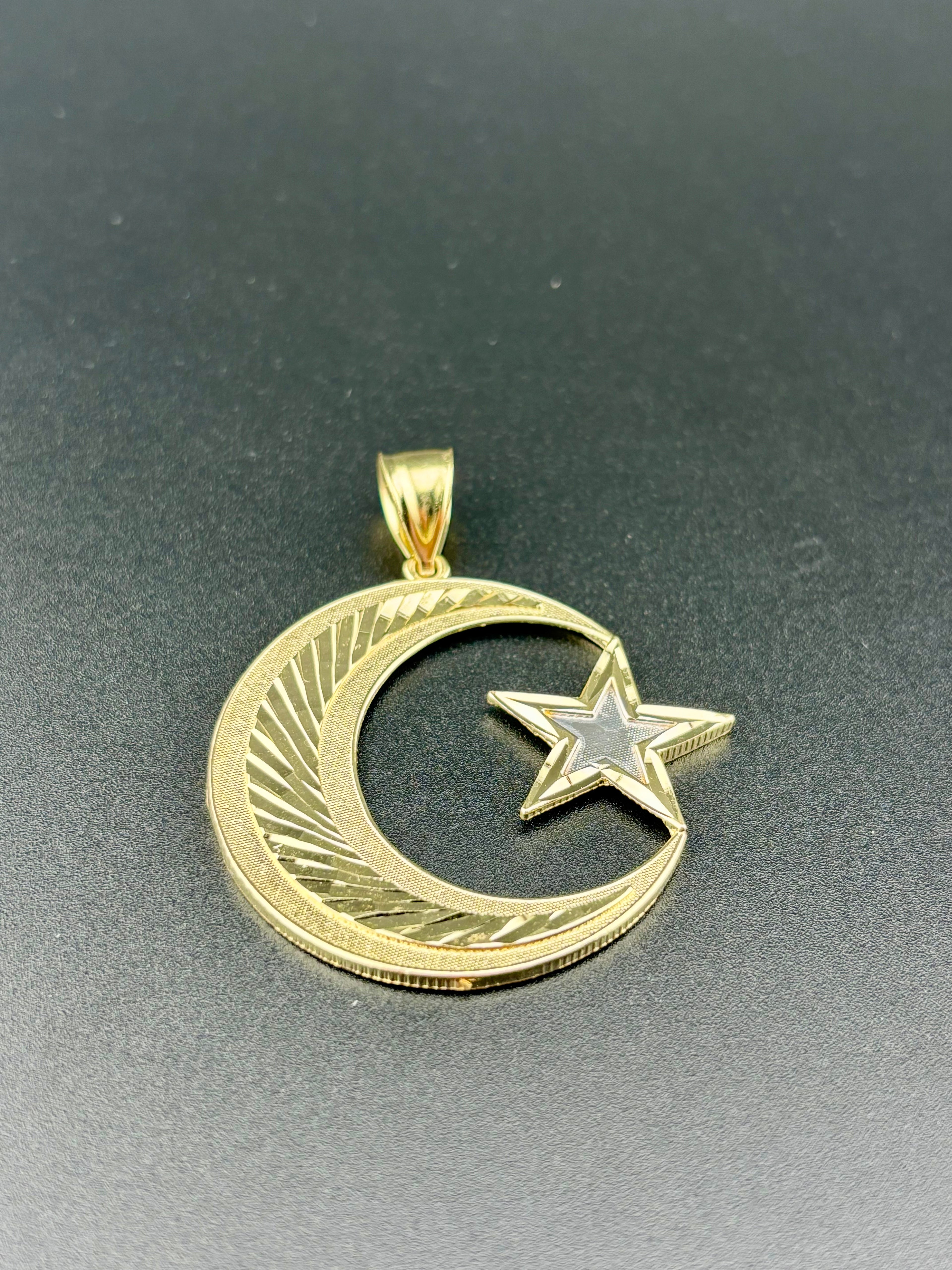 Oro 10K Dije de Luna con Estrella