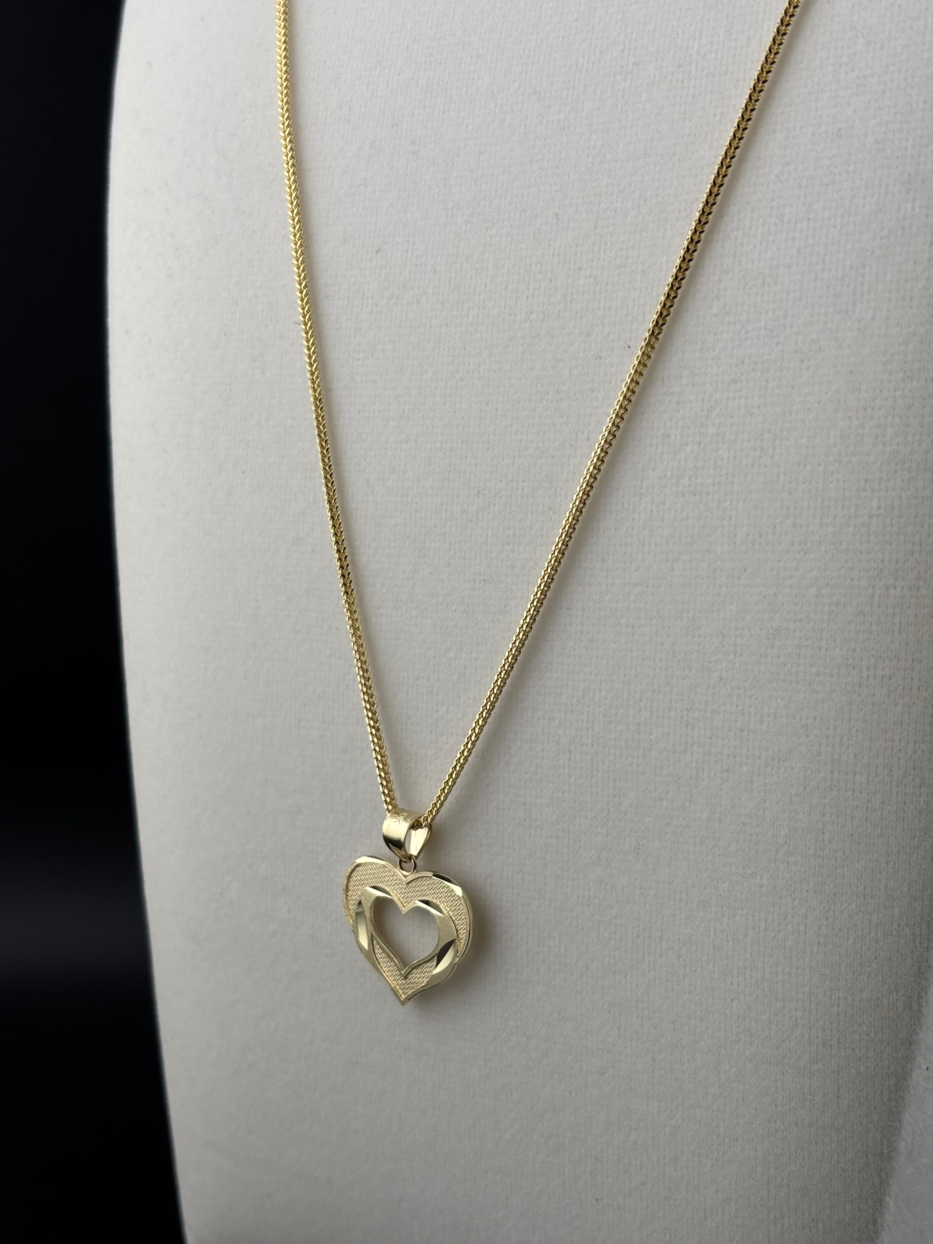 Cadena Oro 10k estilo Franco Con Dije de Corazón