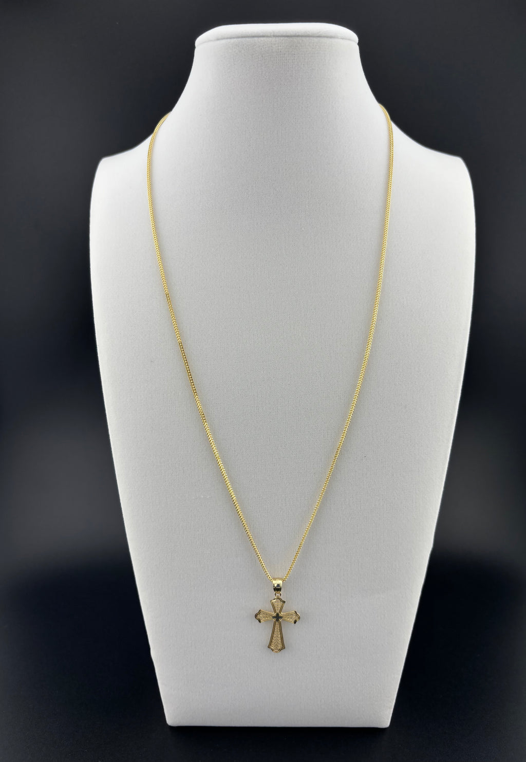 Cadena de Oro 10k estilo Franco con Dije de Cruz