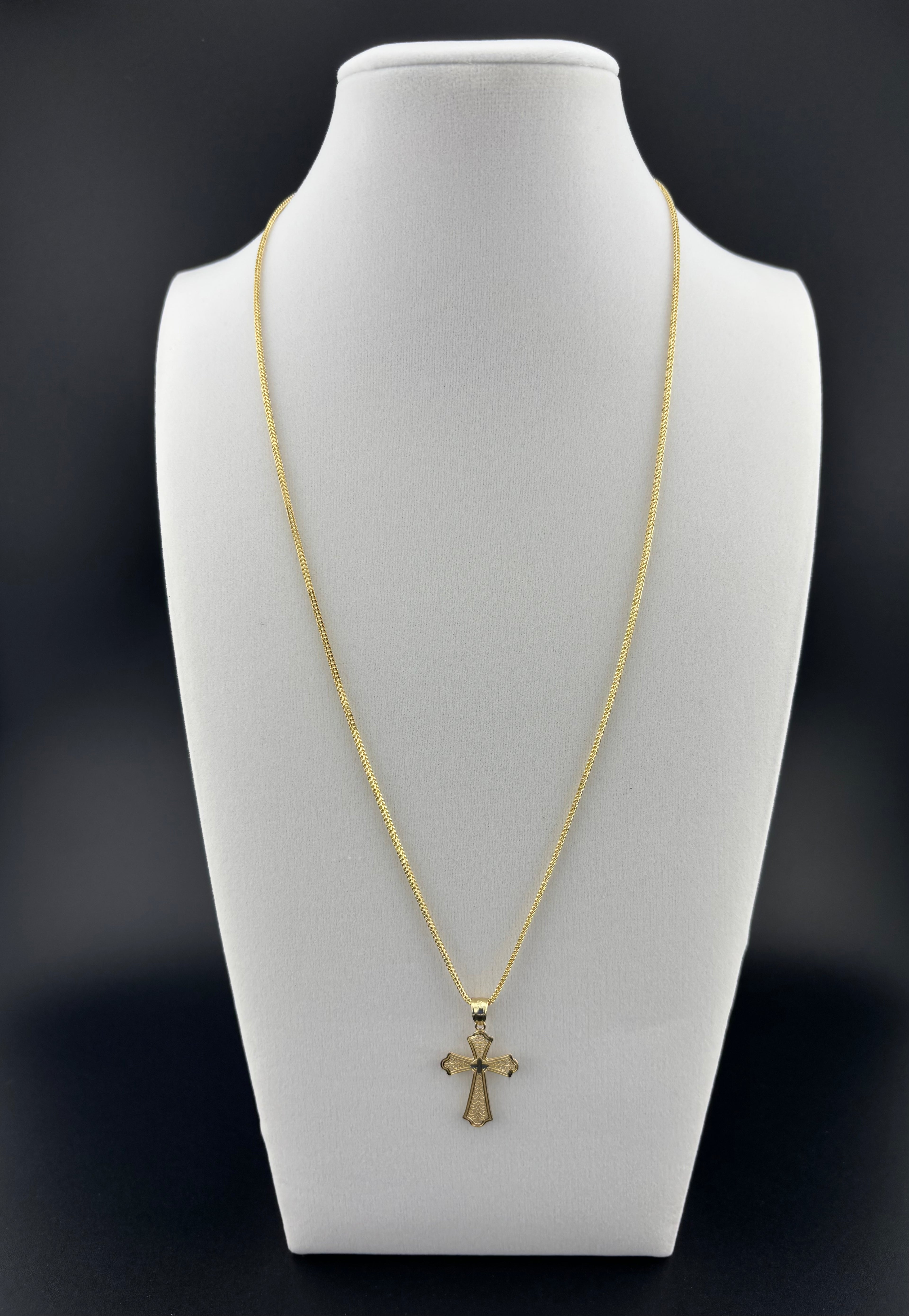 Cadena de Oro 10k estilo Franco con Dije de Cruz
