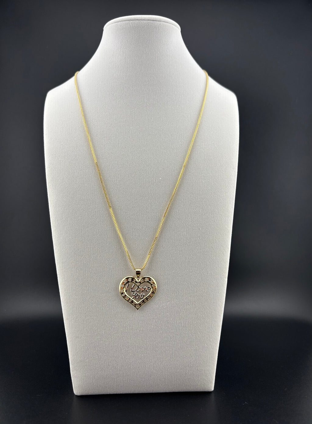 Cadena Oro 10k estilo Franco Con Dije de Corazón Love