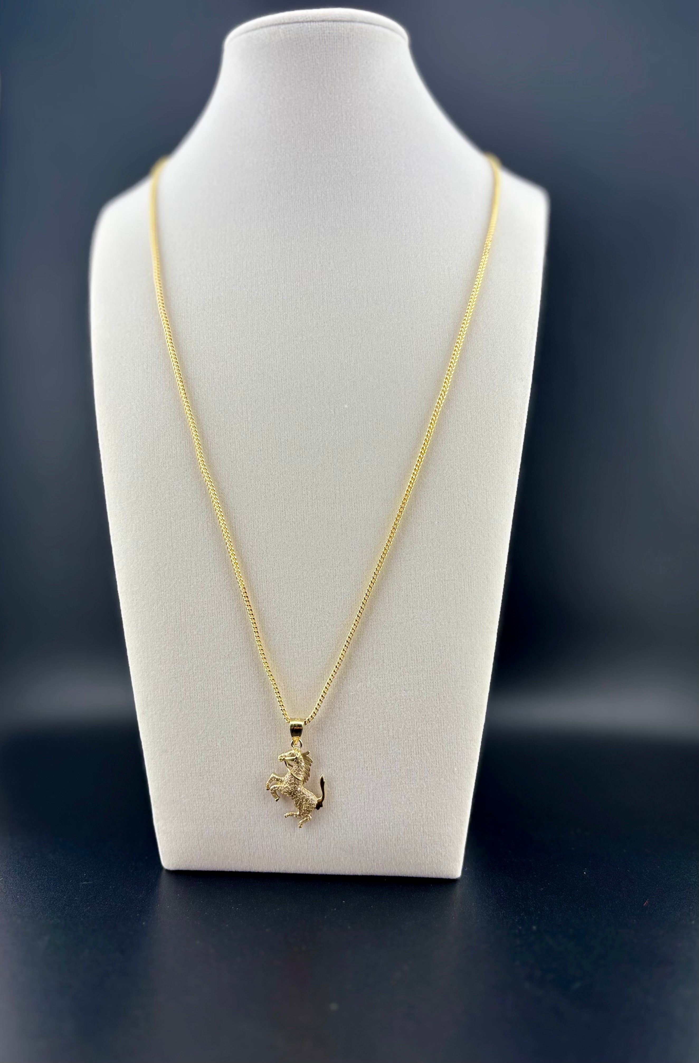 Cadena Oro 10k estilo Franco Con Dije de Caballo