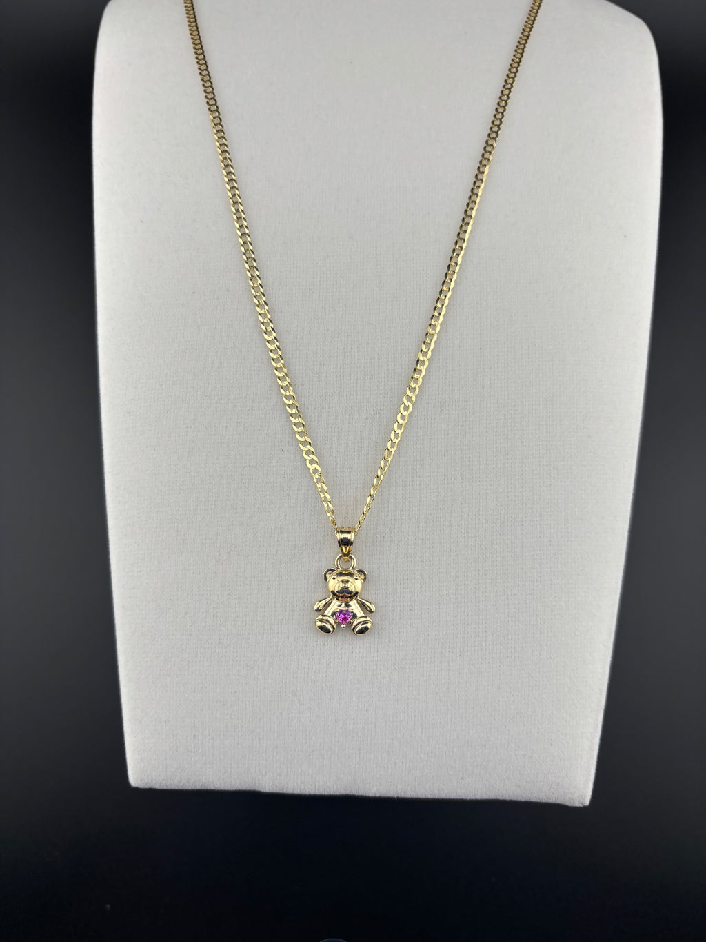 Cadena Oro 10k estilo Corte de Brillo con Dije de Osito