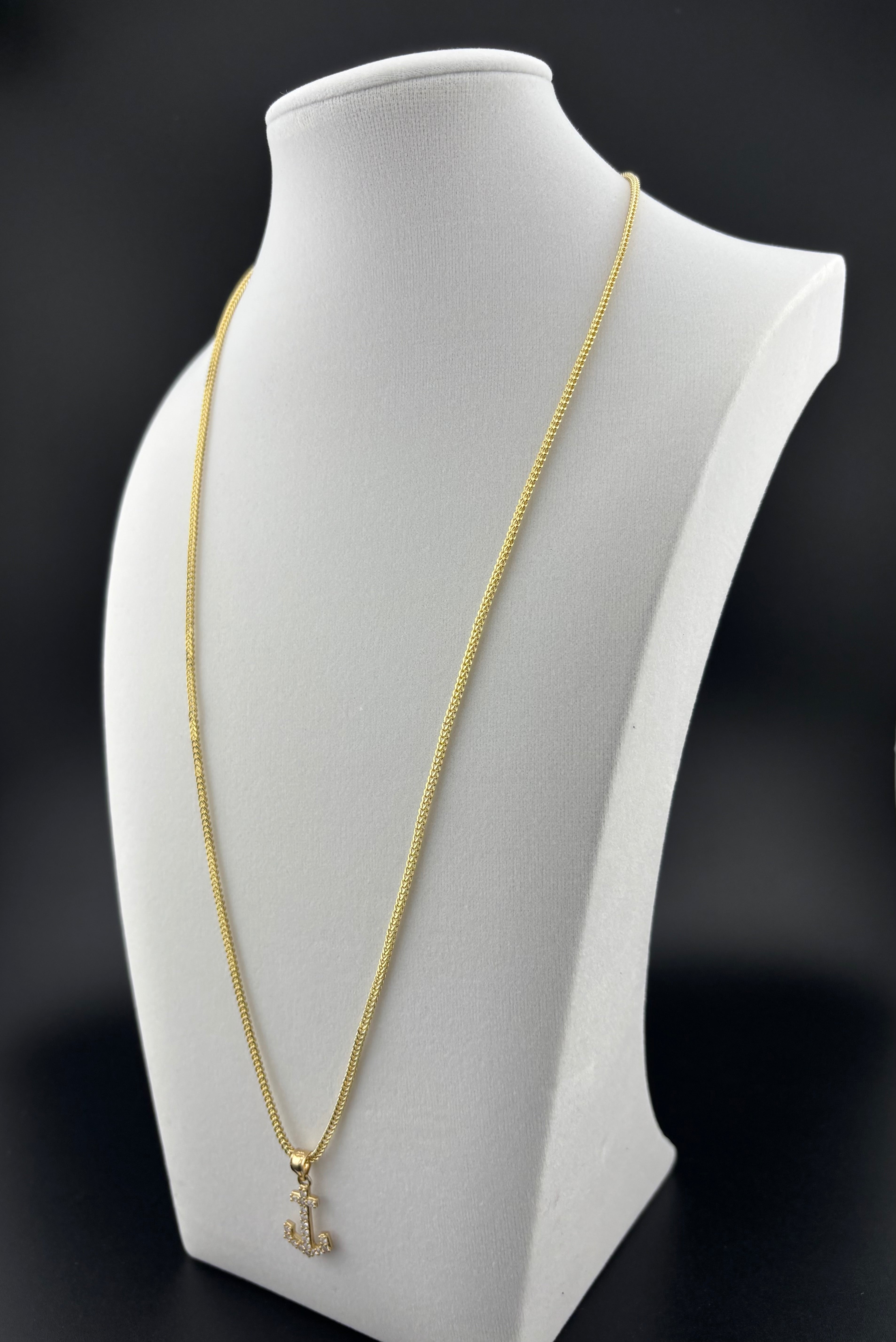 Cadena de Oro 10k estilo Franco con Dije de Ancla