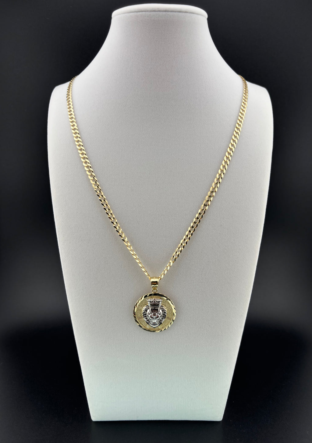 Cadena Oro 10k estilo Corte de Brillo con Dije de León