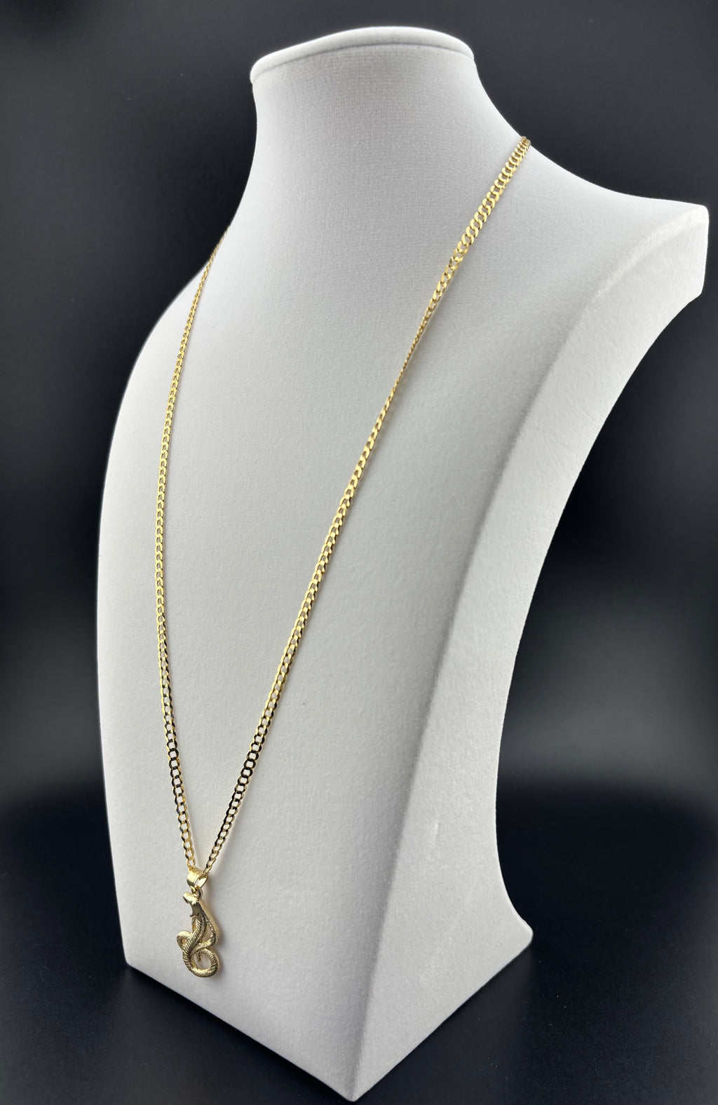 Cadena Oro 10k estilo Corte De Brillo con Dije de Serpiente
