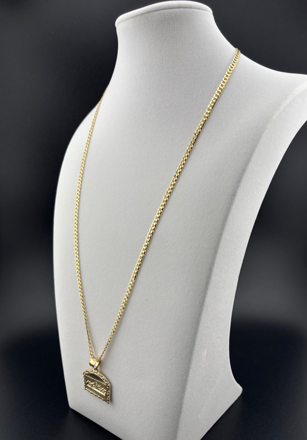 Cadena Oro 10k estilo Corte de Brillo con Dije de La Última Cena