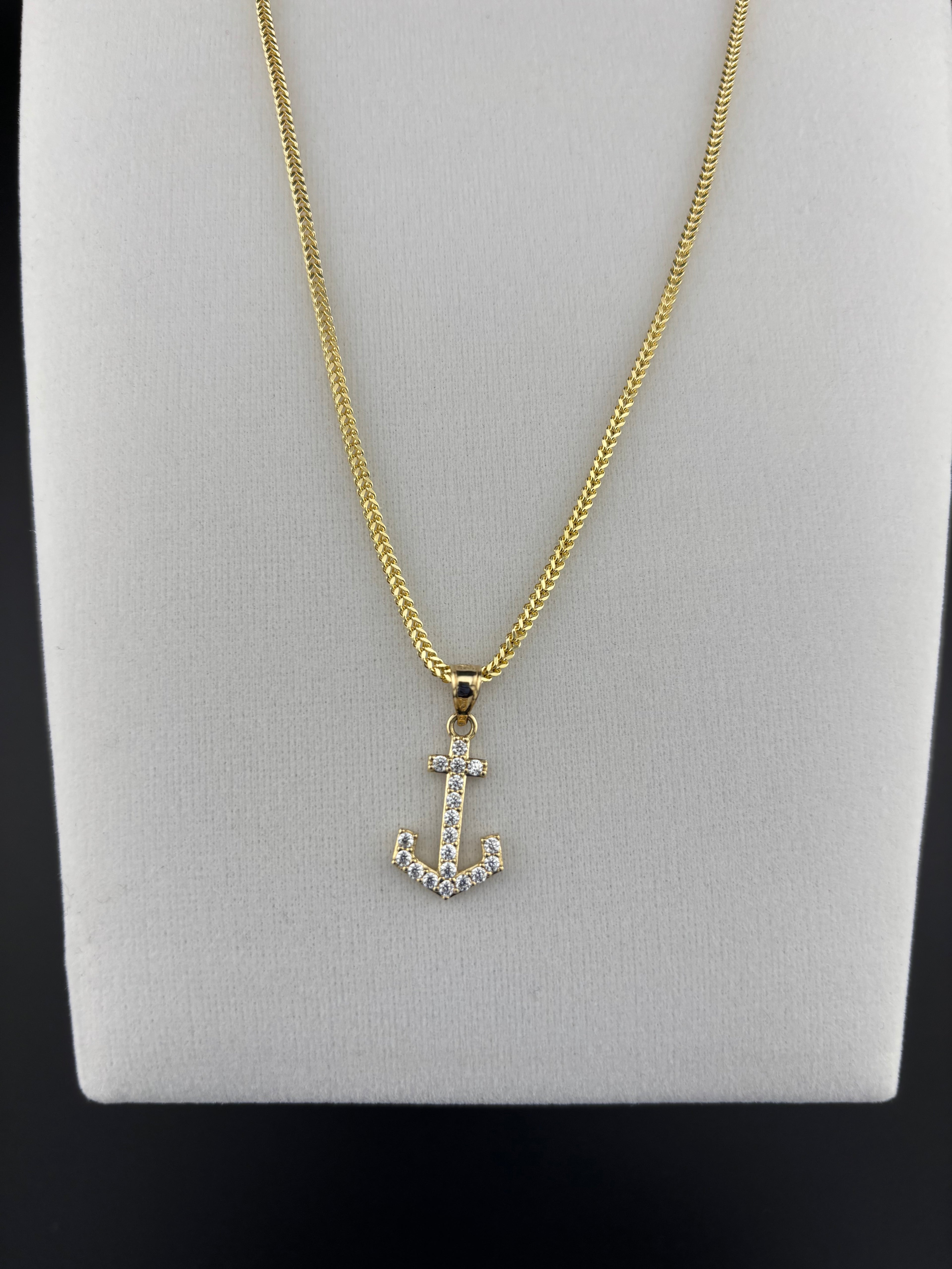 Cadena de Oro 10k estilo Franco con Dije de Ancla