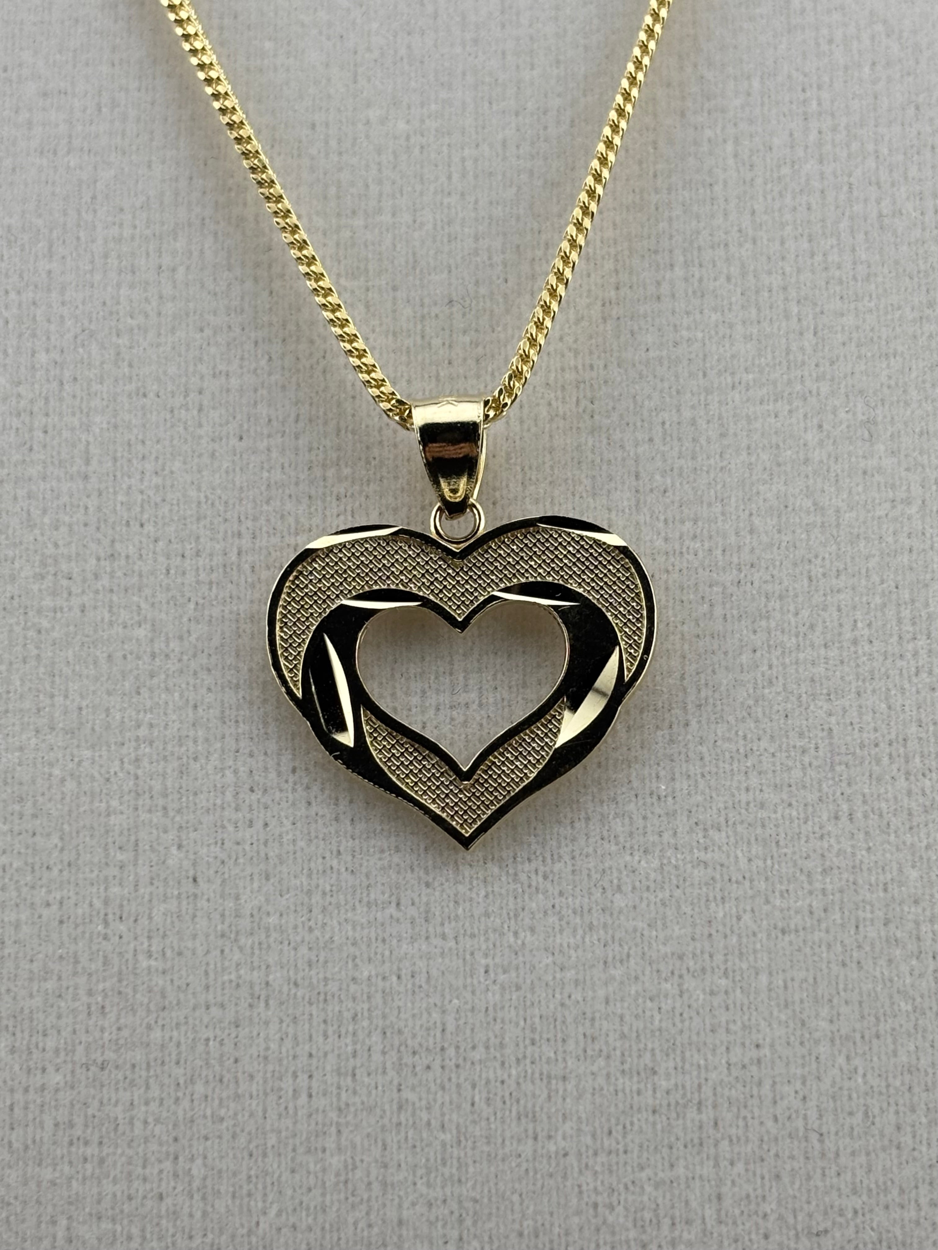 Cadena Oro 10k estilo Franco Con Dije de Corazón