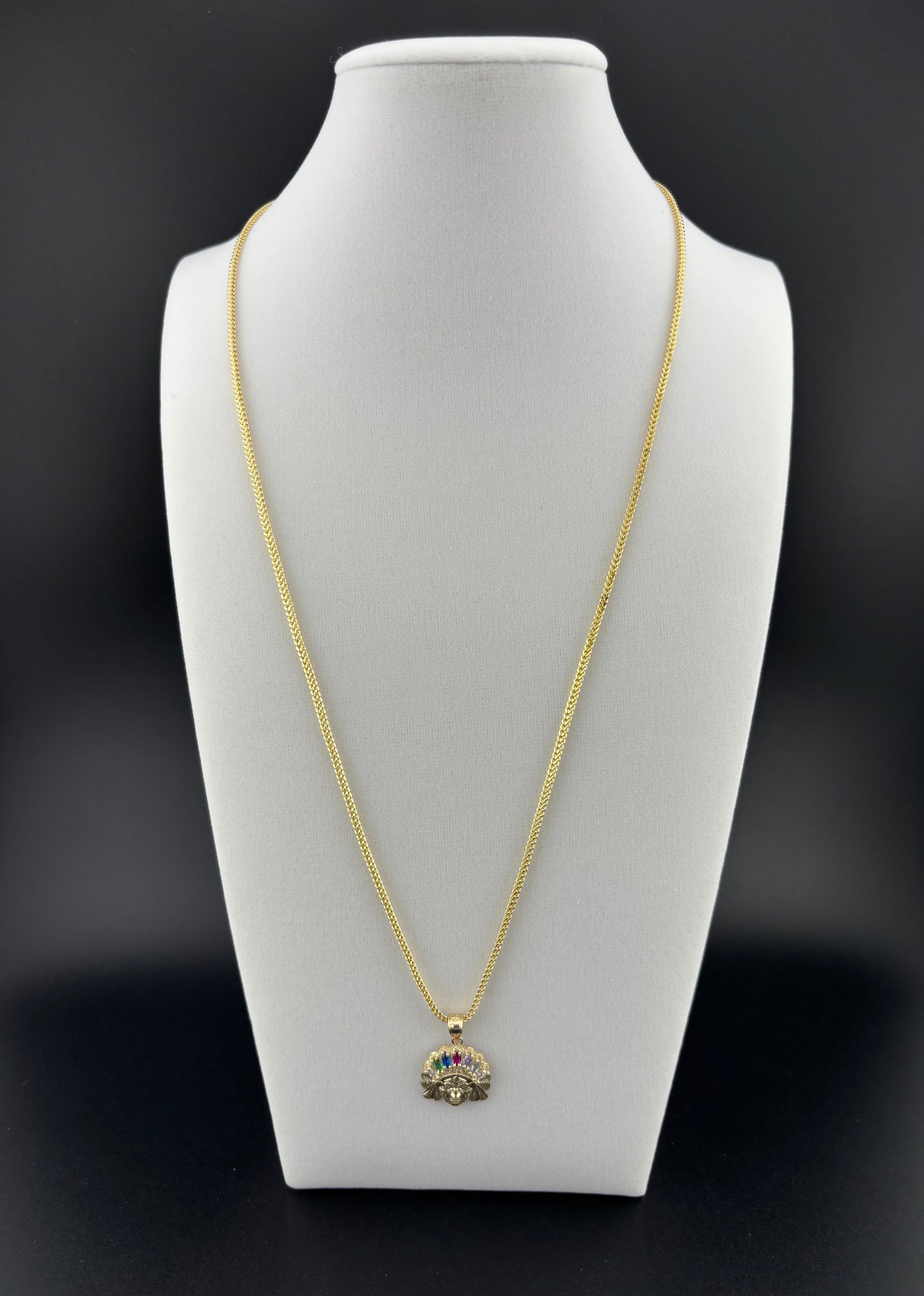 Cadena de Oro 10k estilo Franco con Dije de Indio