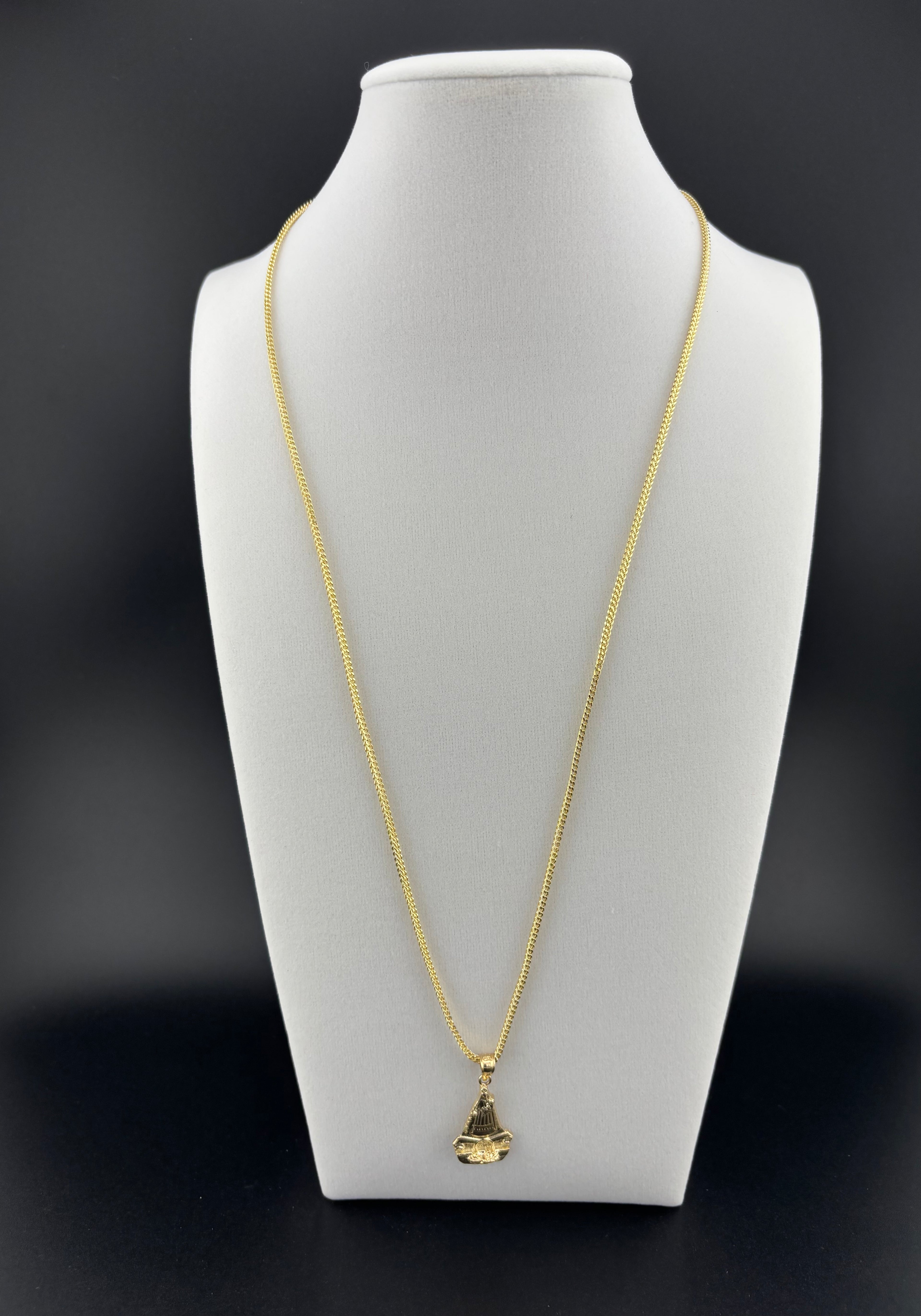 Cadena de Oro 10k estilo Franco con Dije de La Virgen