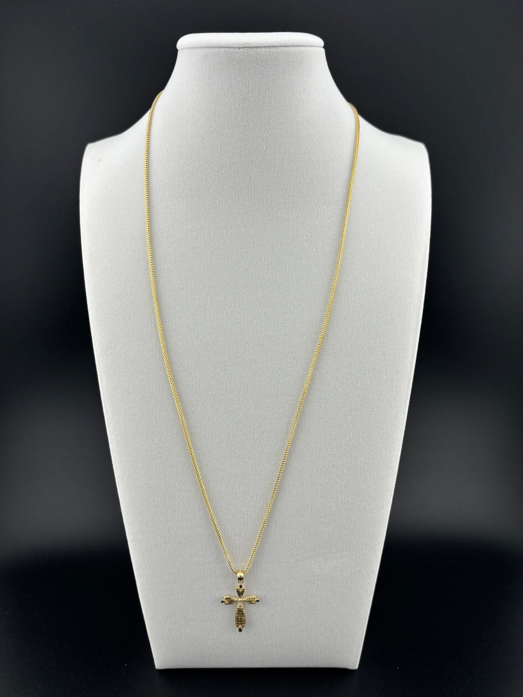 Cadena de Oro 10k estilo Franco con Dije de una Cruz
