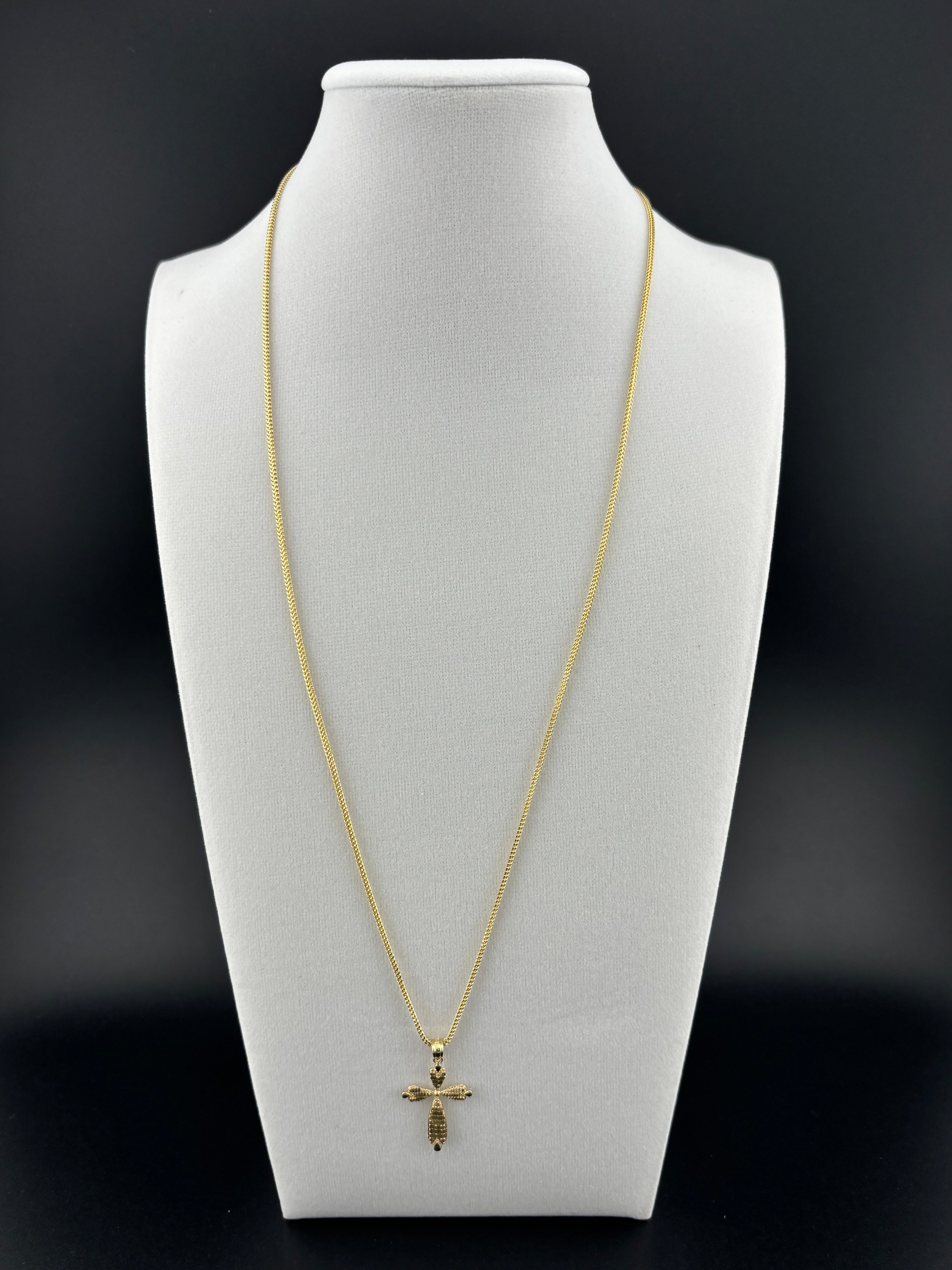 Cadena de Oro 10k estilo Franco con Dije de una Cruz