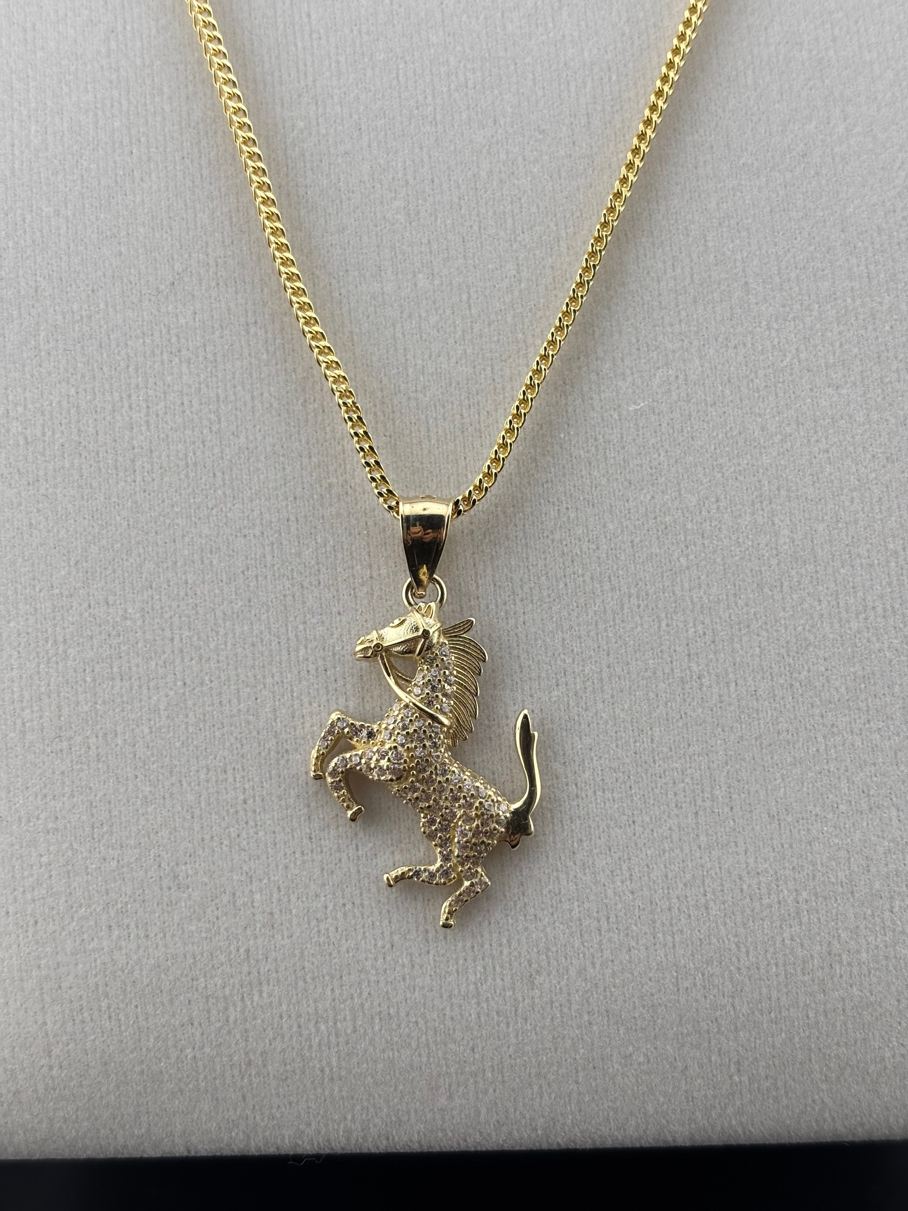 Cadena Oro 10k estilo Franco Con Dije de Caballo