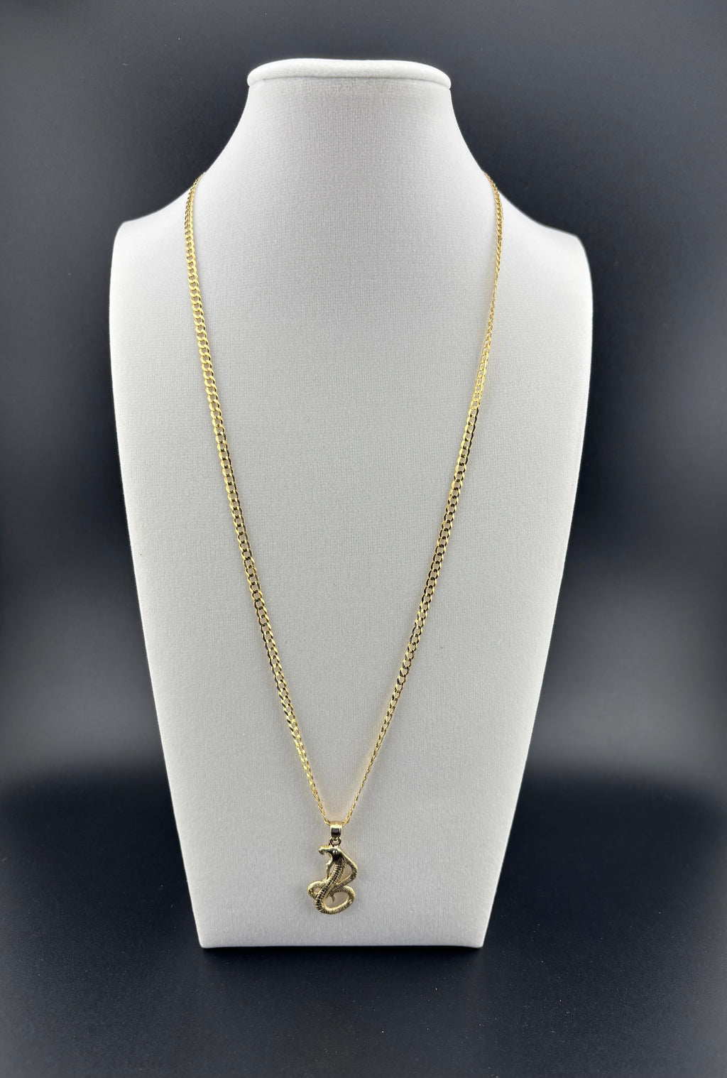 Cadena Oro 10k estilo Corte De Brillo con Dije de Serpiente