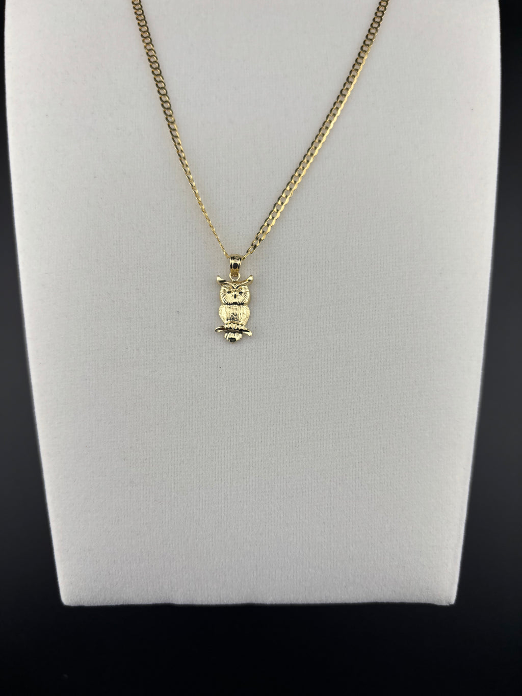 Cadena Oro 10k estilo Corte de Brillo con Dije de Búho