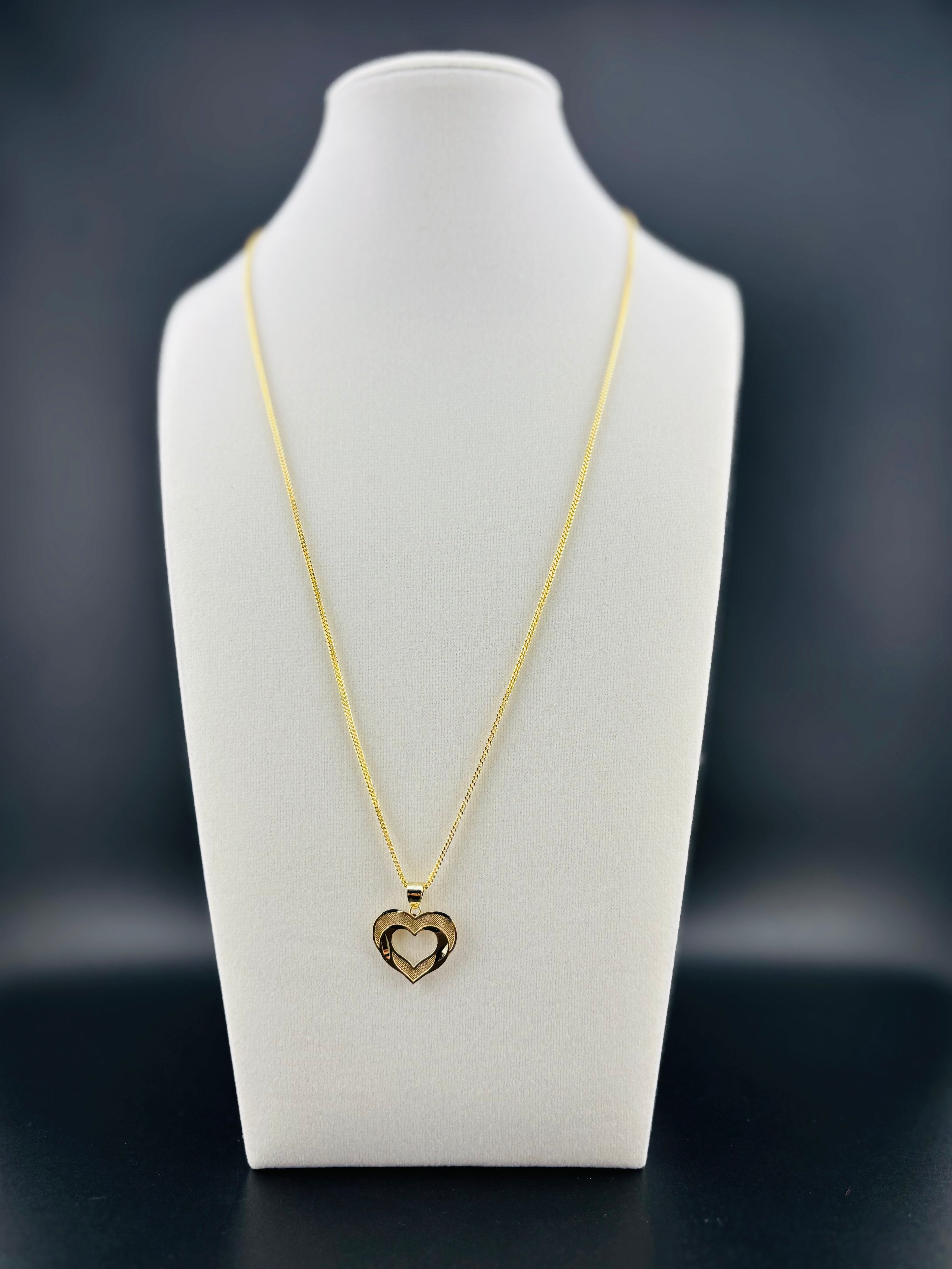 Cadena Oro 10k estilo Franco Con Dije de Corazón