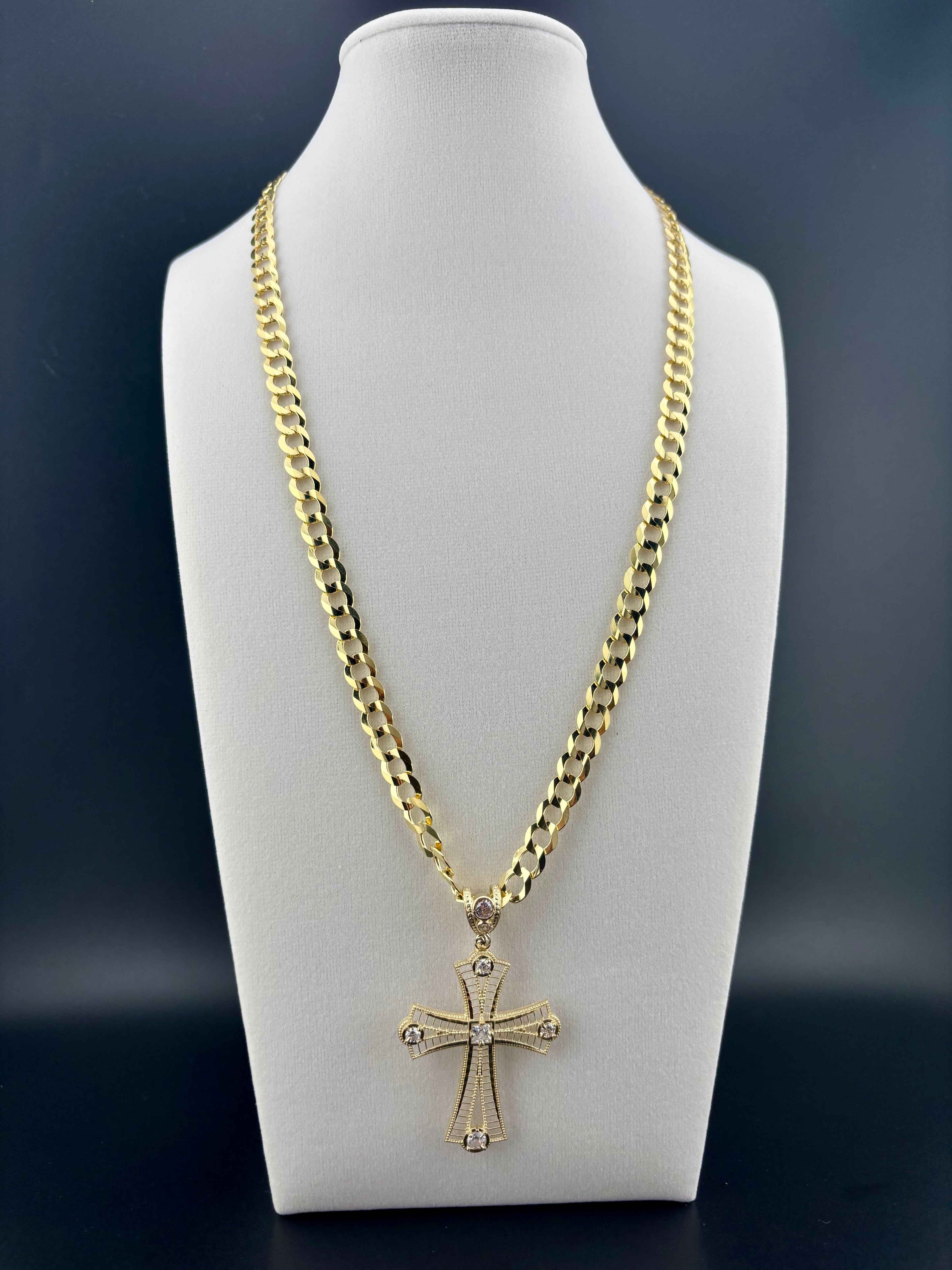Cadena Corte Brillo con Dije de Cruz