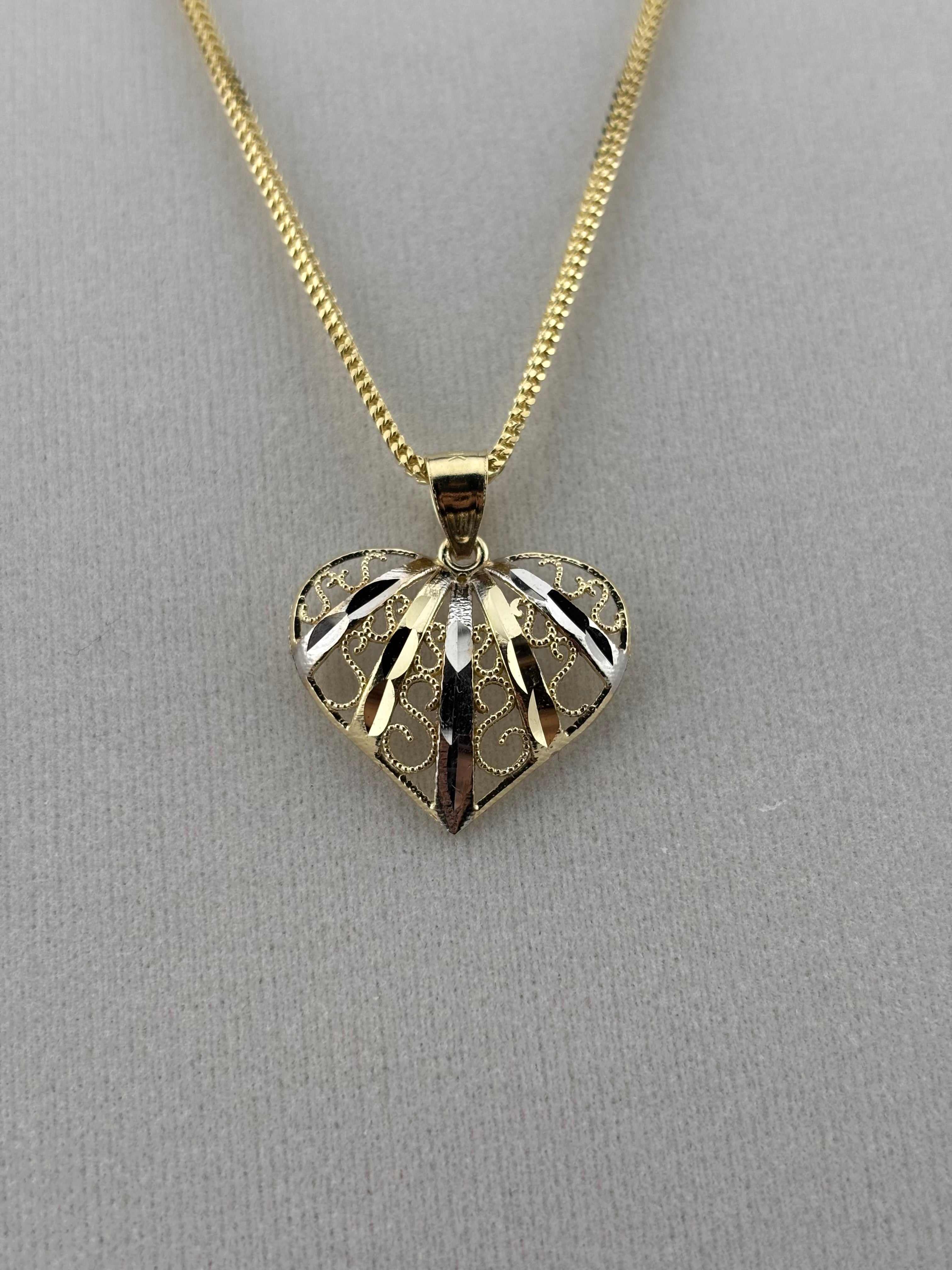 Cadena Oro 10k estilo Franco Con Dije de Corazón