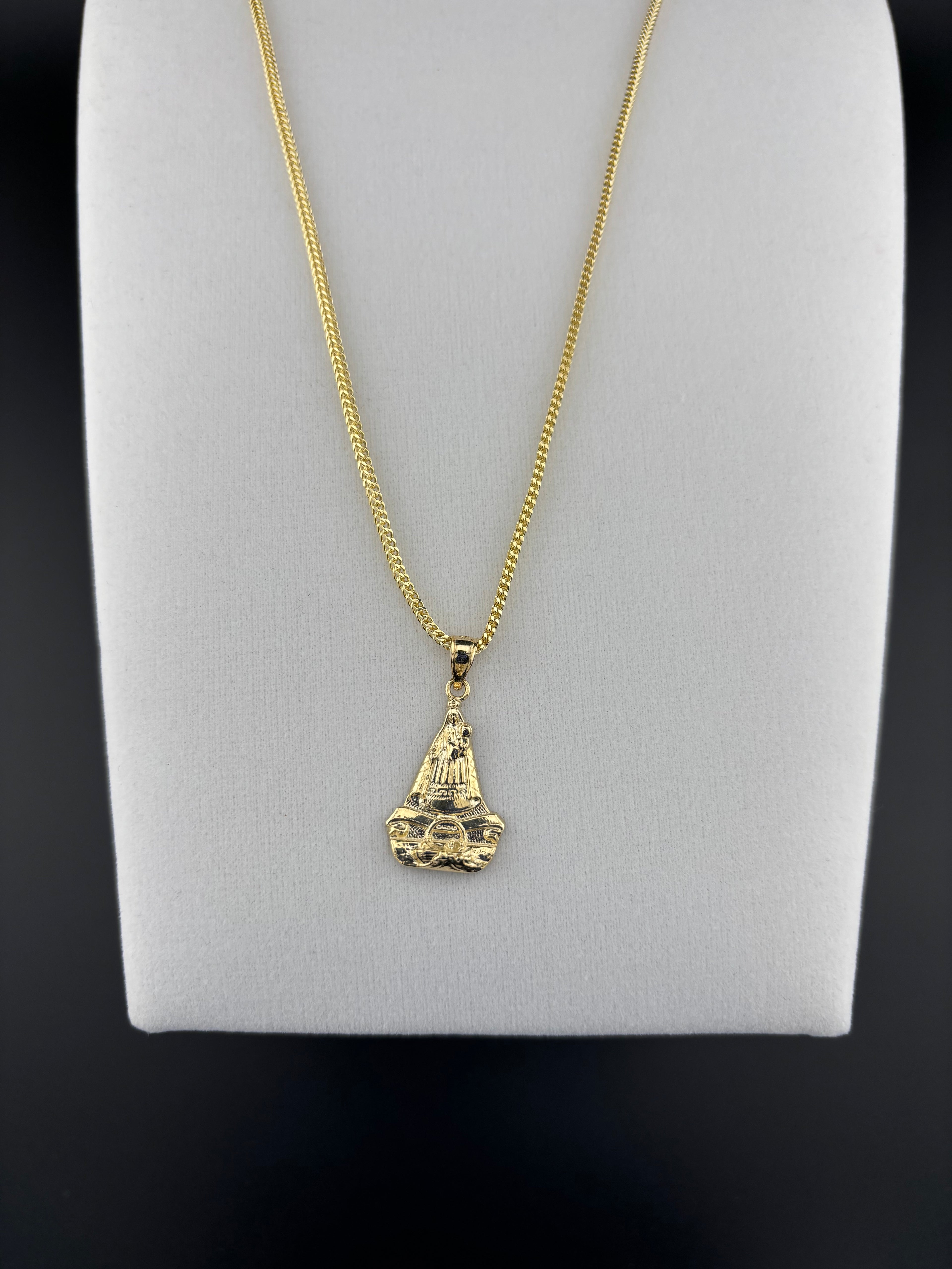 Cadena de Oro 10k estilo Franco con Dije de La Virgen