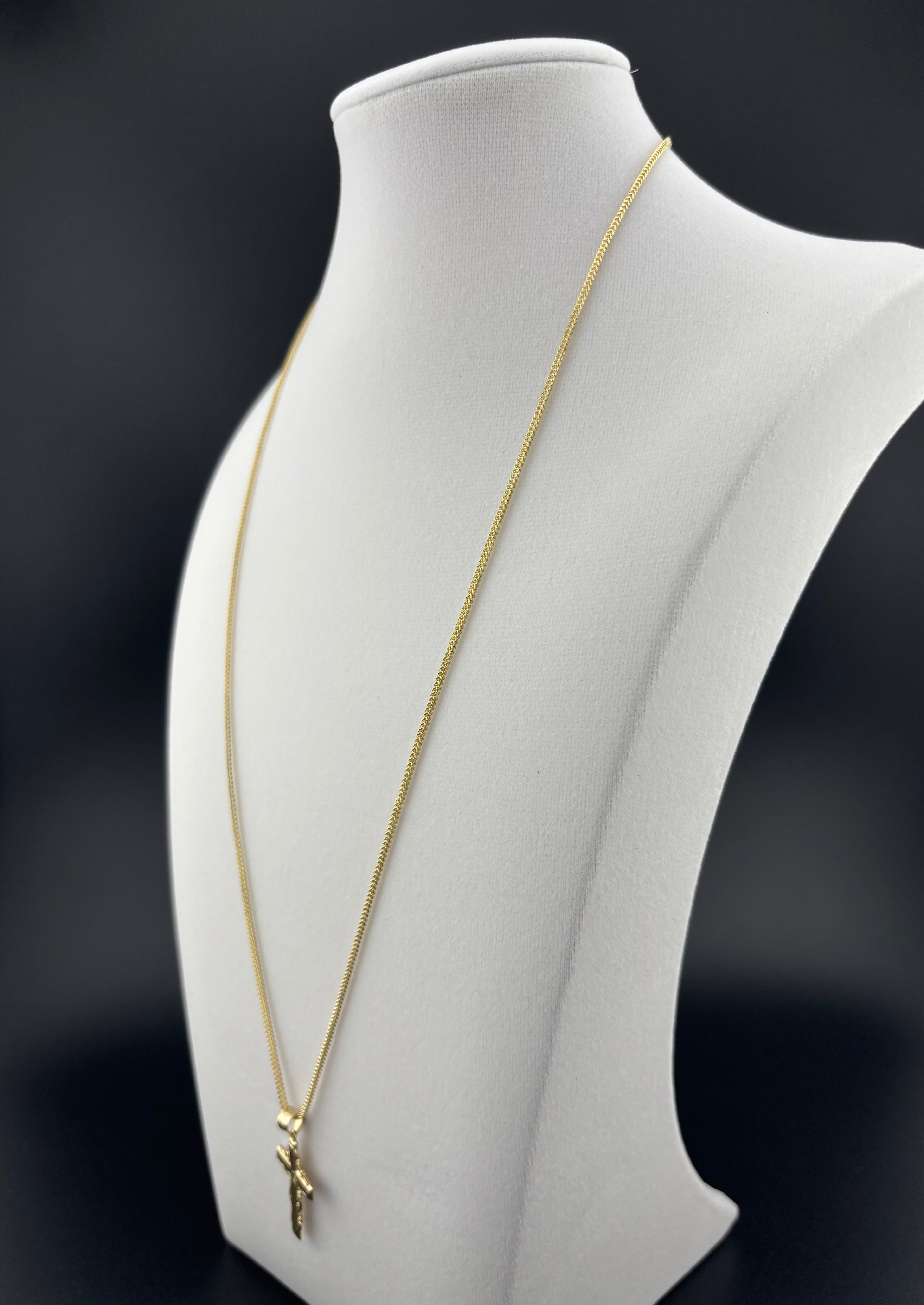 Cadena de Oro 10k estilo Franco con Dije de una Cruz