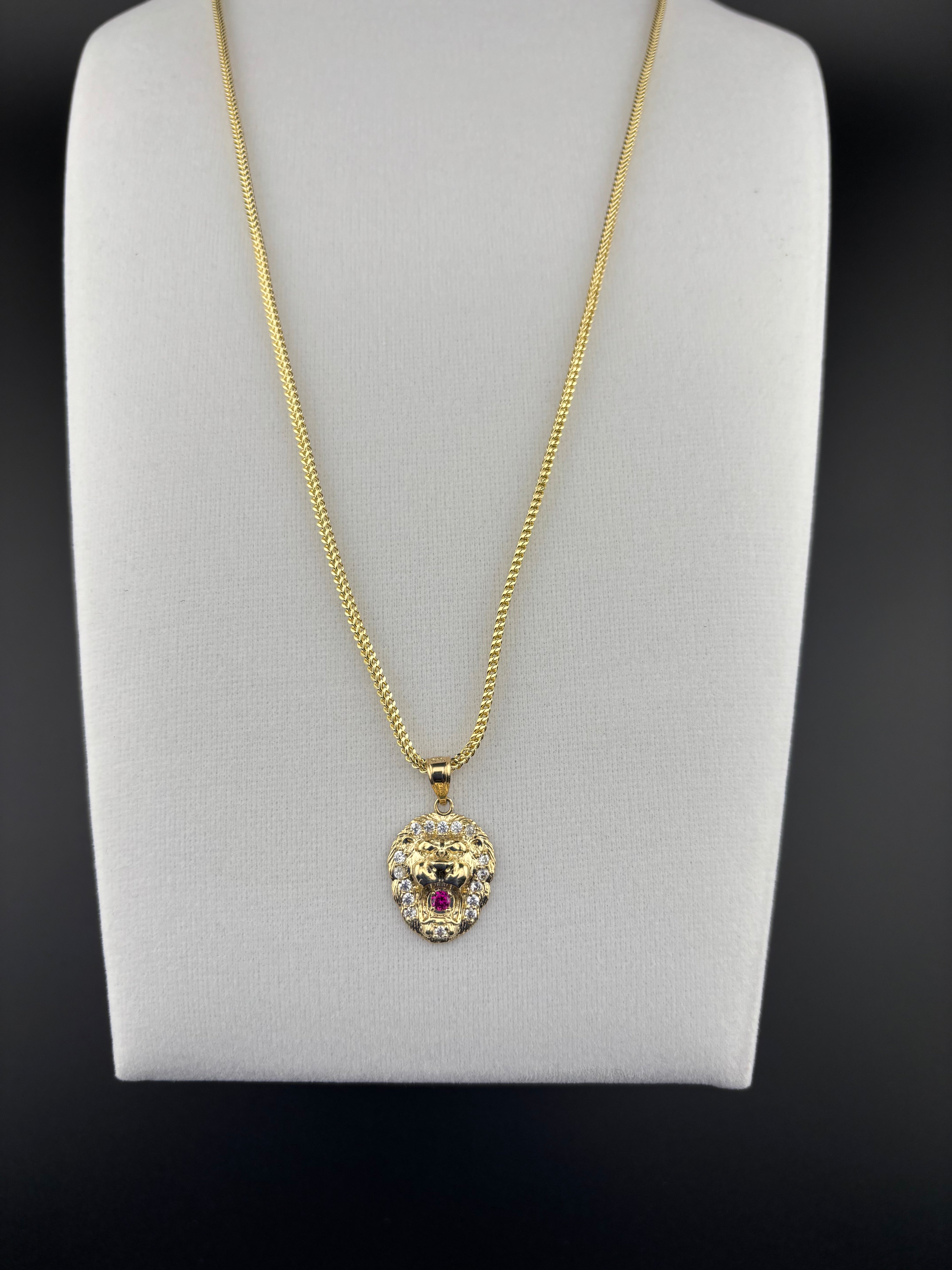 Cadena de Oro 10k estilo Franco con Dije de León