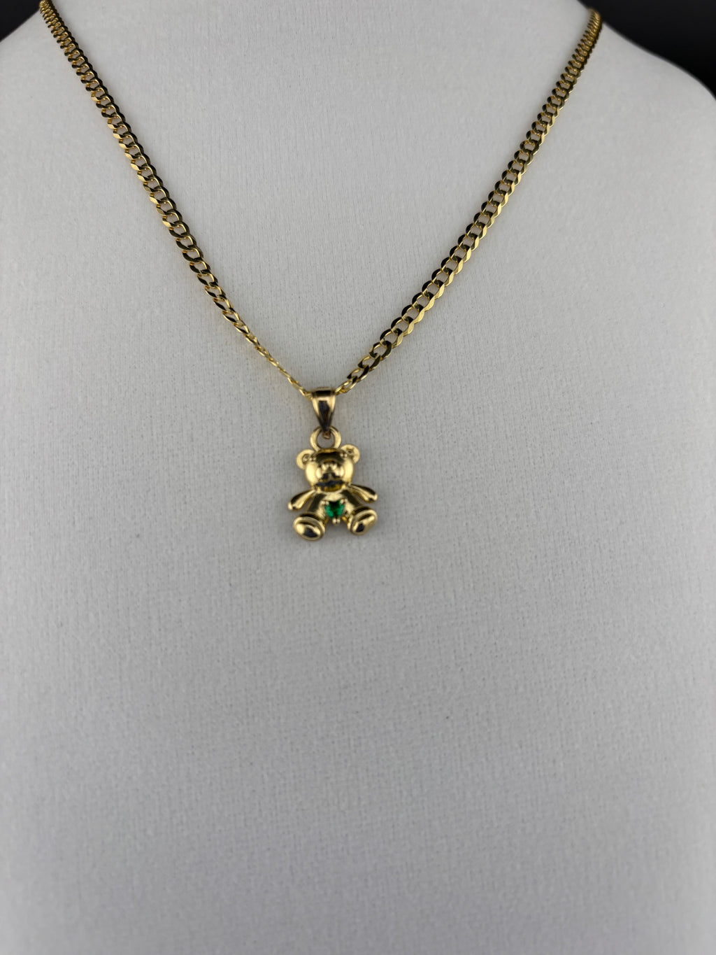 Cadena de Oro 10k estilo Corte de Brillo con Dije de Osito