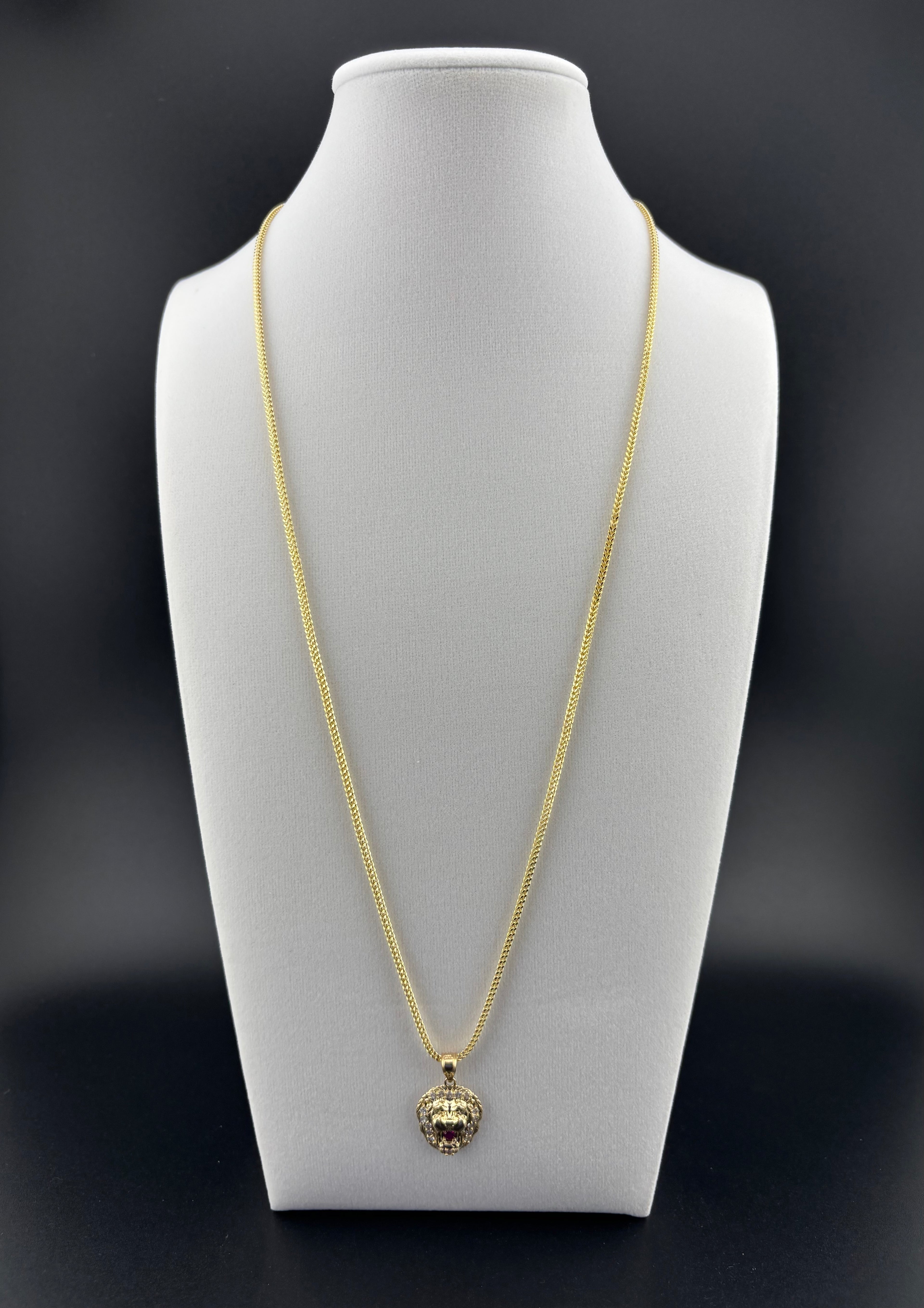 Cadena de Oro 10k estilo Franco con Dije de León