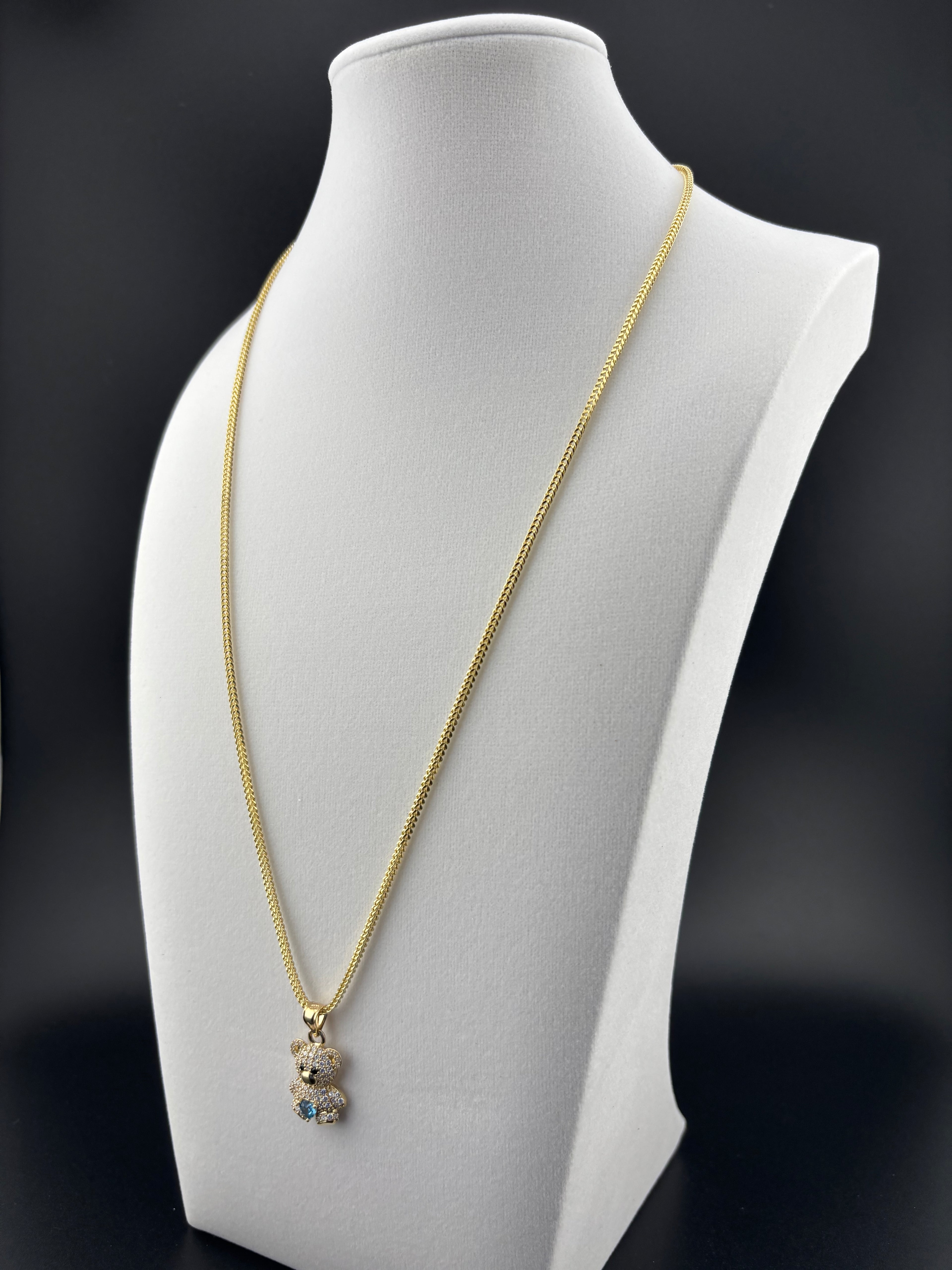 Cadena Oro 10k estilo Franco con Dije de Osito