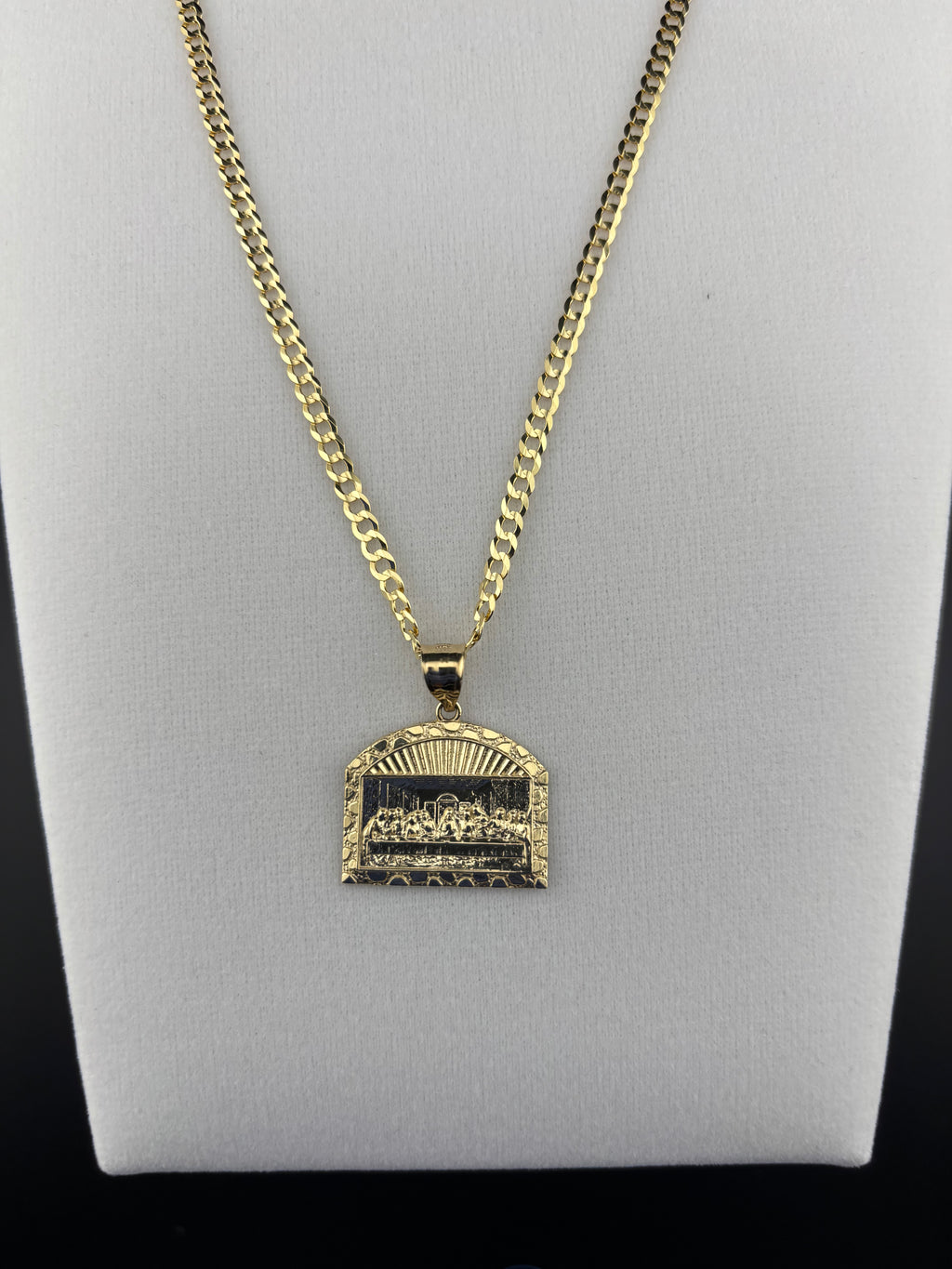 Cadena Oro 10k estilo Corte de Brillo con Dije de La Última Cena