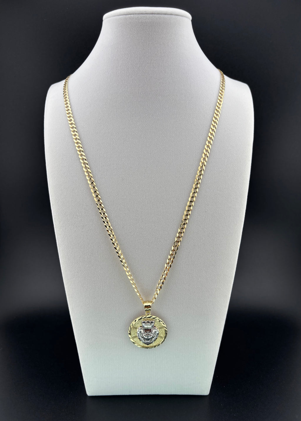 Cadena de Oro 10k estilo Corte de Brillo con Dije de León