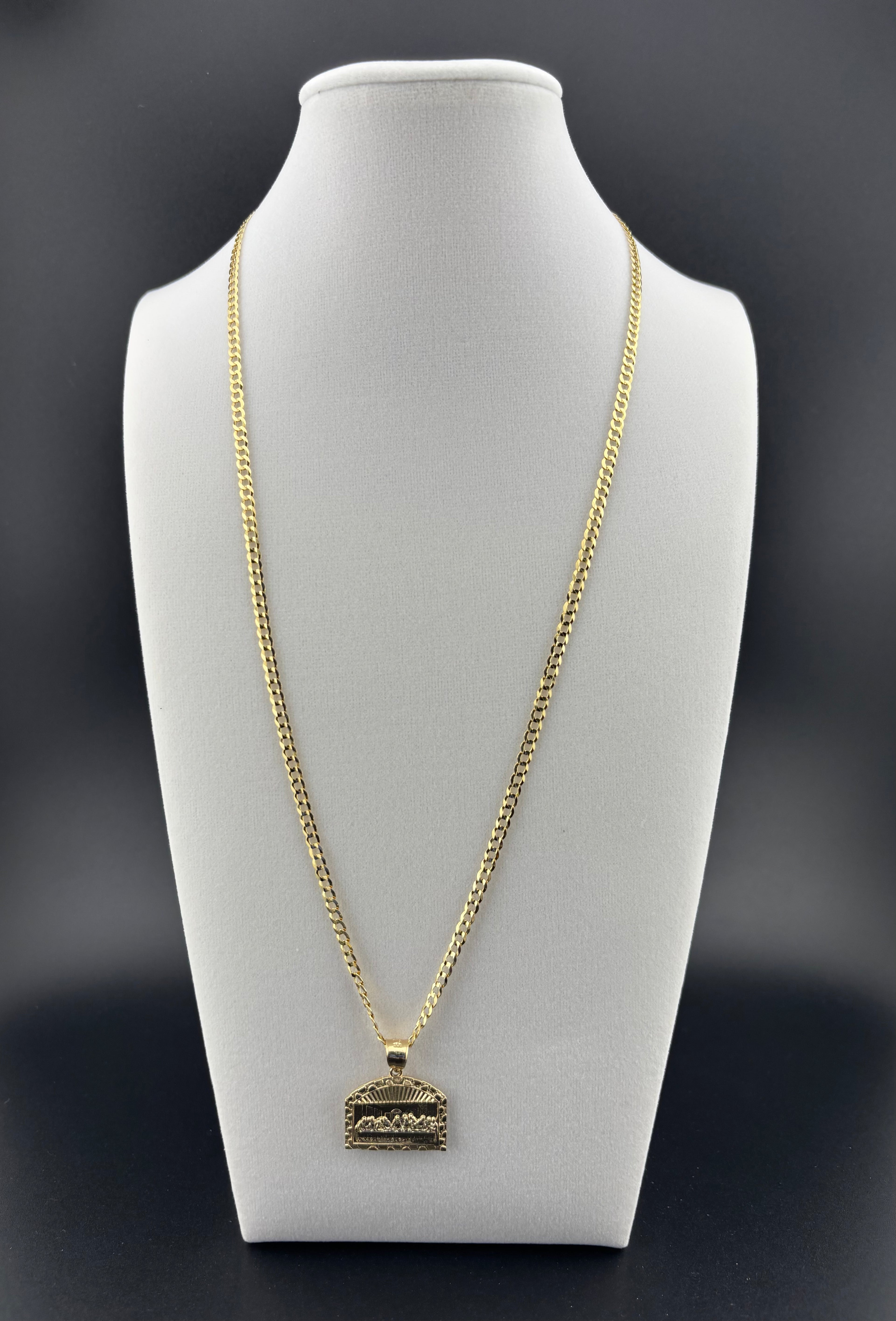 Cadena Oro 10k estilo Corte de Brillo con Dije de La Última Cena