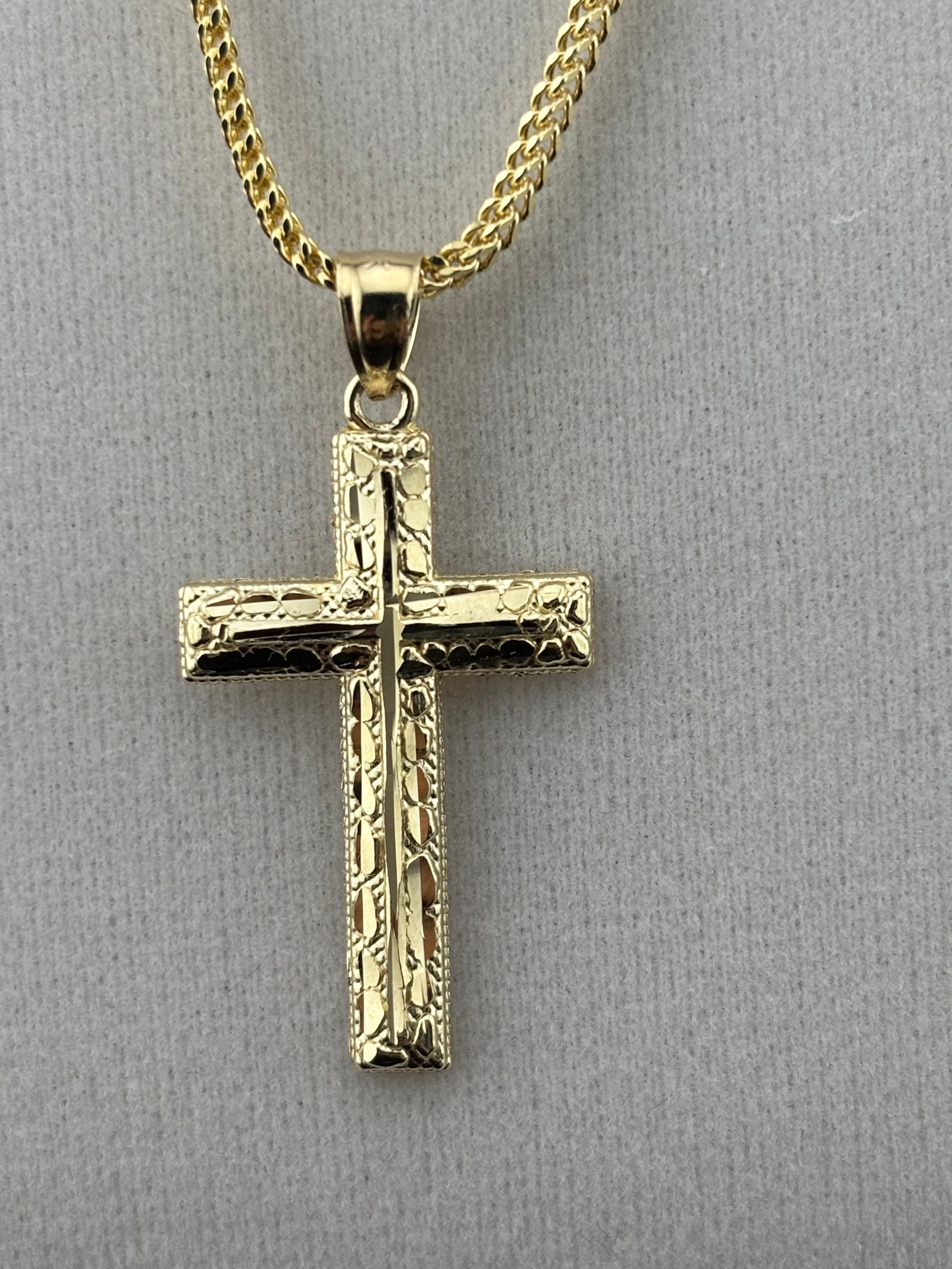 Cadena Oro 10k estilo Franco Con Dije de Cruz