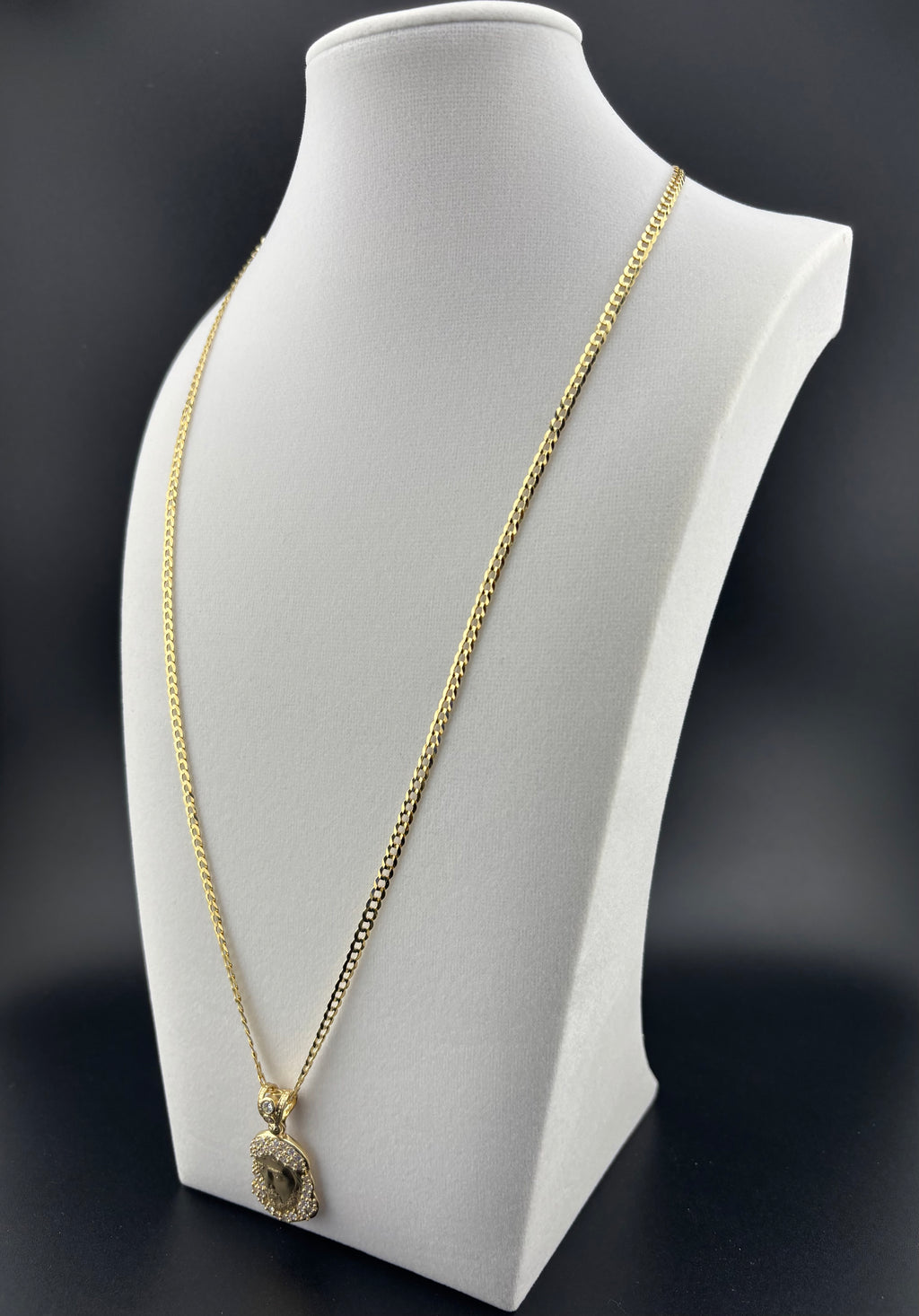 Cadena Oro 10k estilo Corte de Brillo con Dije de Jesús