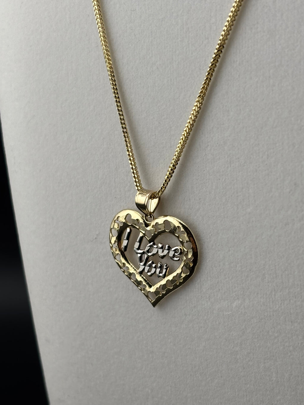 Cadena Oro 10k estilo Franco Con Dije de Corazón Love