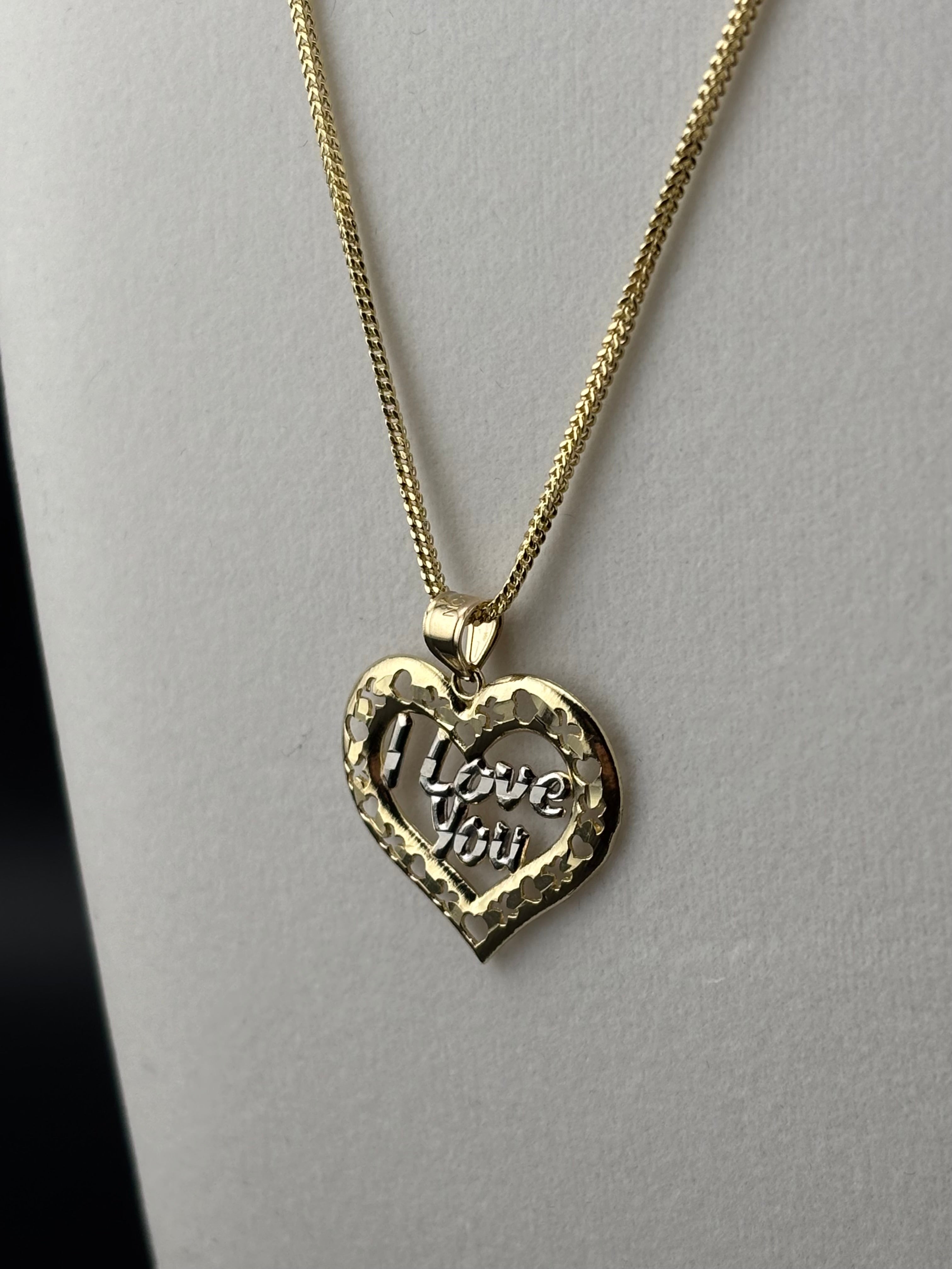 Cadena Oro 10k estilo Franco Con Dije de Corazón Love